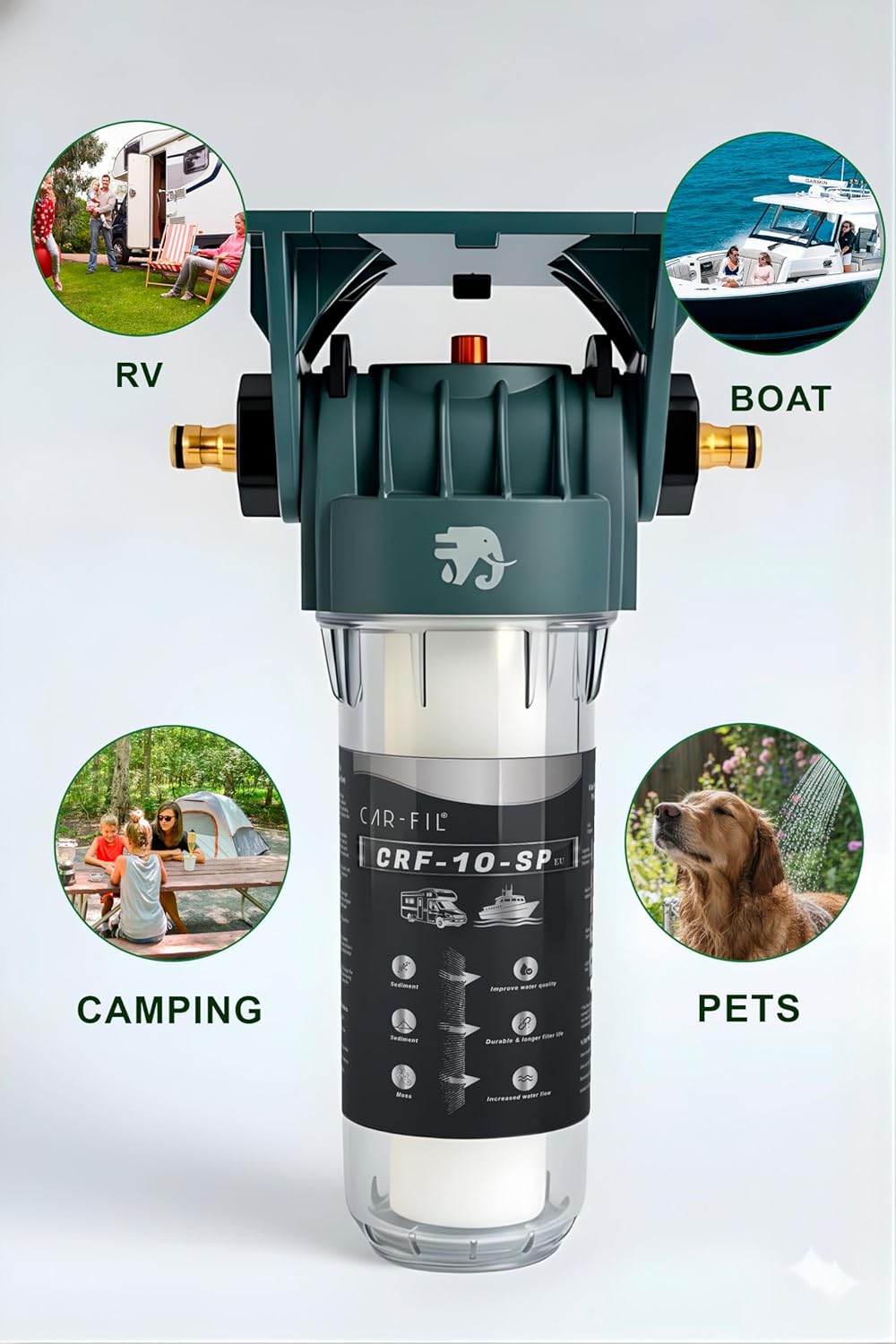 CAR-FIL CRF-10-SP-EU Portable RV Sediment Filter | 5 Micron | Reduces Sand, Rust & Particles | High-Density PP Cartridge | Fits Standard 10'' Housings for RVs & Boats (1)