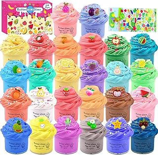 26 Pack Mini Butter Slime Kit, DIY Fruit Slime Toy for Kids, Super Soft and Non-Sticky, Party Favors and Stress Relief Toy for Girls and Boys.