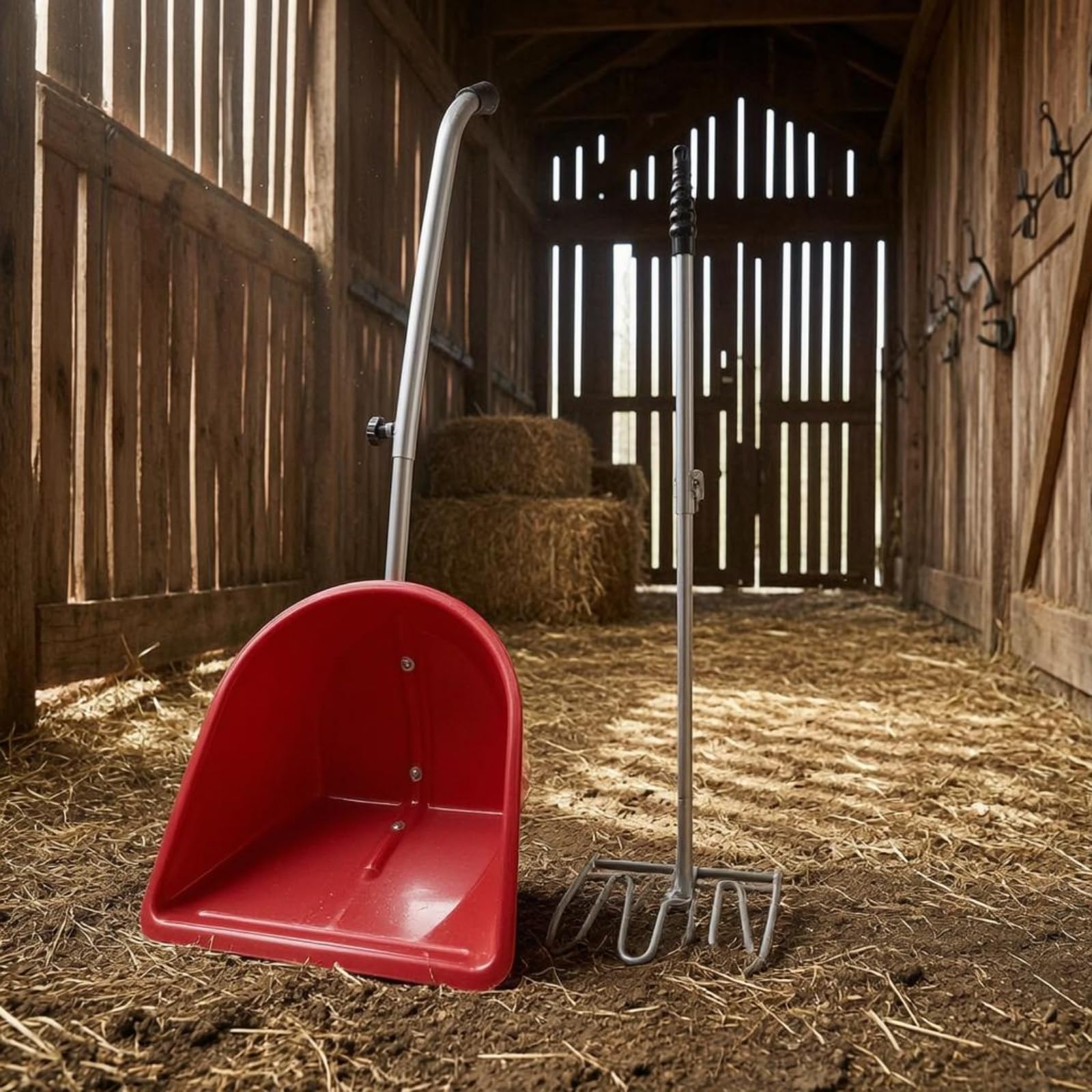 Stallreinigungsgerät Mistgabel Schaufel Stallbedarf Dunggabel aus Und mit Komfortabler Handhabung für Stallpflege Koppelpflege Reitstall