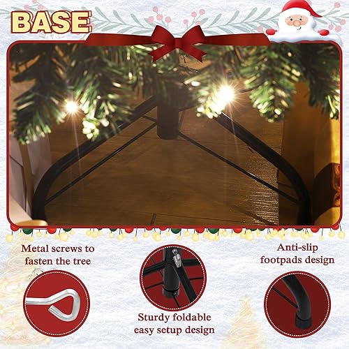 Miniatura 5 de MUPATER Árbol de Navidad preiluminado delgado de 7.5 pies con luces, árbol de Navidad artificial delgado con soporte de metal para decoración del