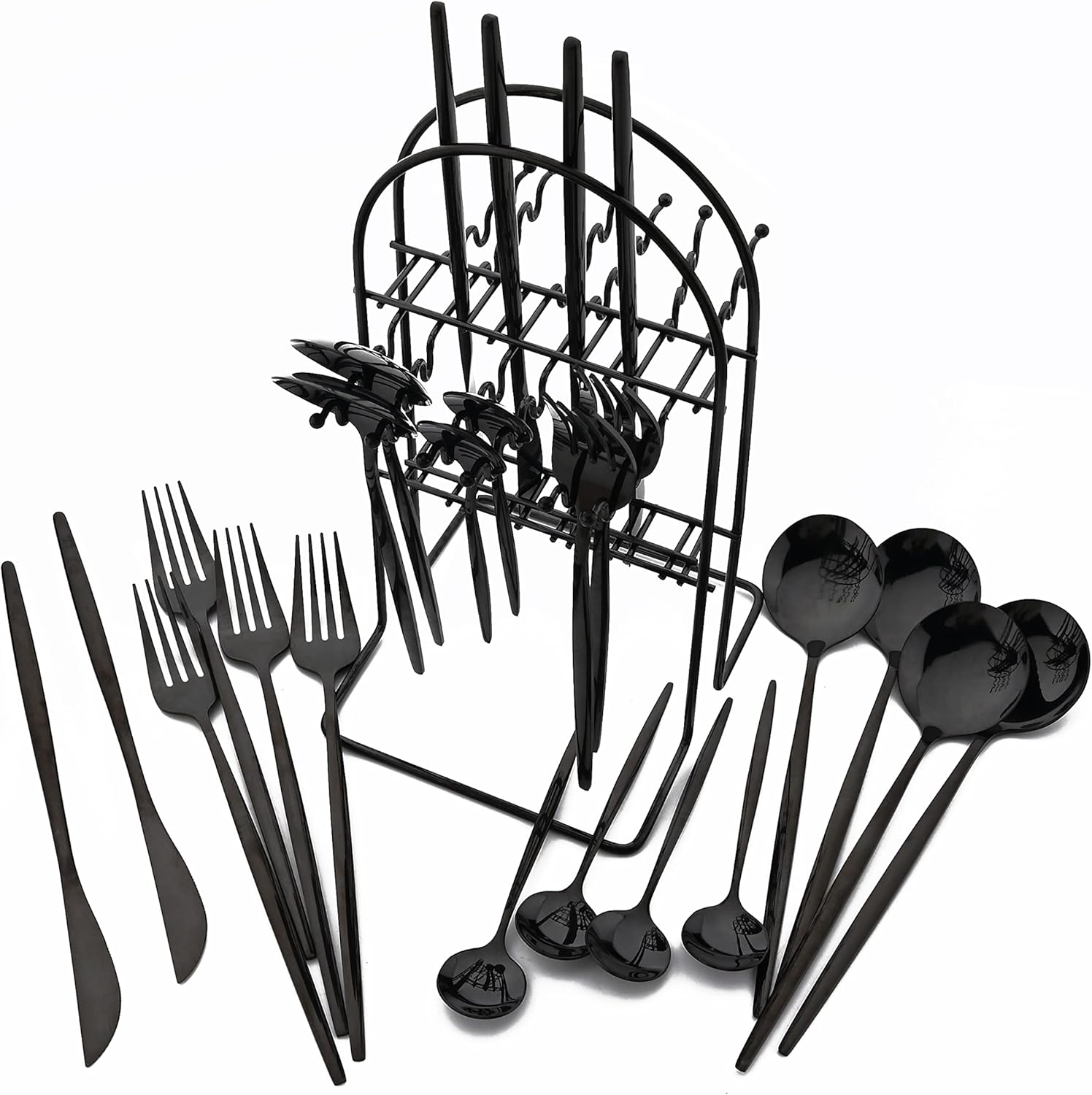 Uniturcky 24 Piece Hanging Flatware Set, Stainless Steel