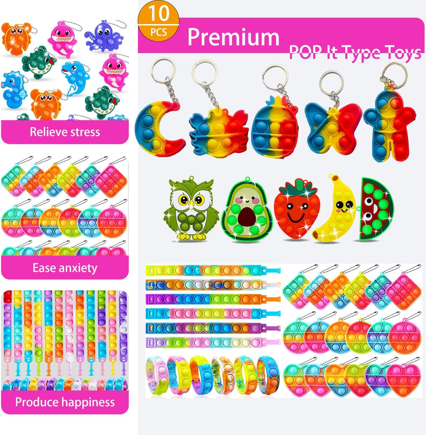 136 Pcs Pop Kids Party Favors Toys Bulk,5-in-1 Classroom Prize Box for 4-10 Ages Boys Girls,Carnival Treasure Box Stuffers Fidget Pop Its,Arts & Educational Toys Goody Bag Fillers,Pinata Stuffers image 3 of 7 B0DYDP6V37