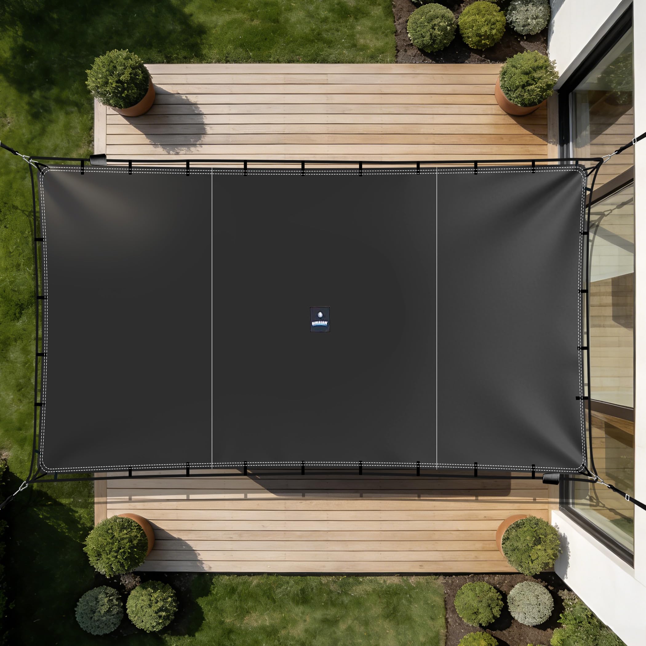 SIHAIAN Sun Shade Sail 3.3x6.1m Waterproof Rectangle Double-Rope Shade Sail 500D Heavy Duty UV Block Sunshade Canopy for Backyards, Patios, Gardens, Outdoor Activities and Facility Black — image 1