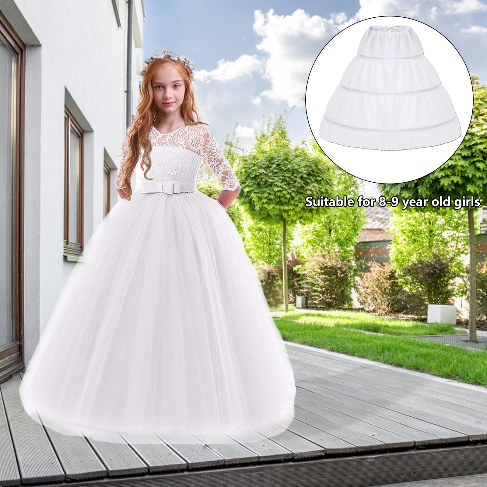 Sottogonna Crinolina Con 2 Cerchi Fopytu | Lunga 90-120 Cm, Vita Regolabile 50-100 Cm, Per Sposa, Ballo E Cosplay