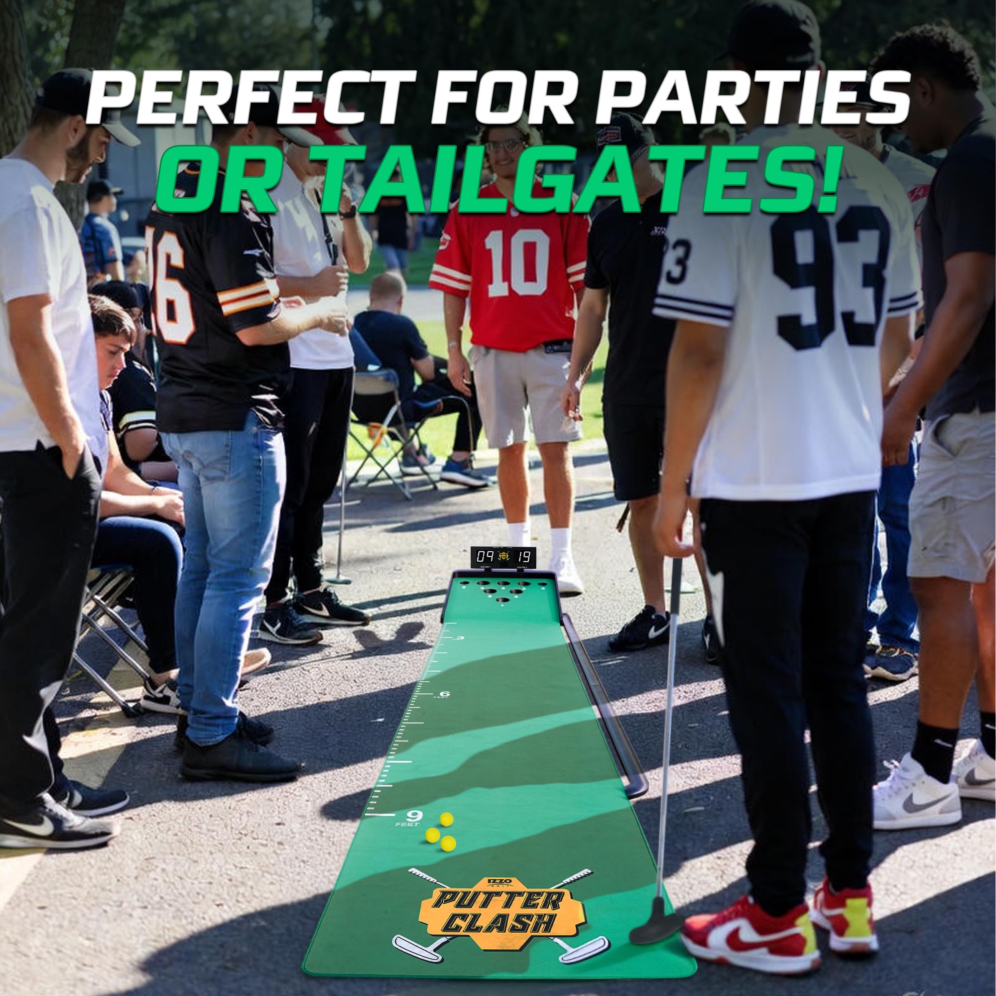 Izzo Golf Putter Clash Electronic Putting Game - Tablero Digital y 4 Modos de Juego, Juego de Golf para Interior para Adultos, 3,4 m Putting Green Mat, Regalos de Golf para Hombres, Putter