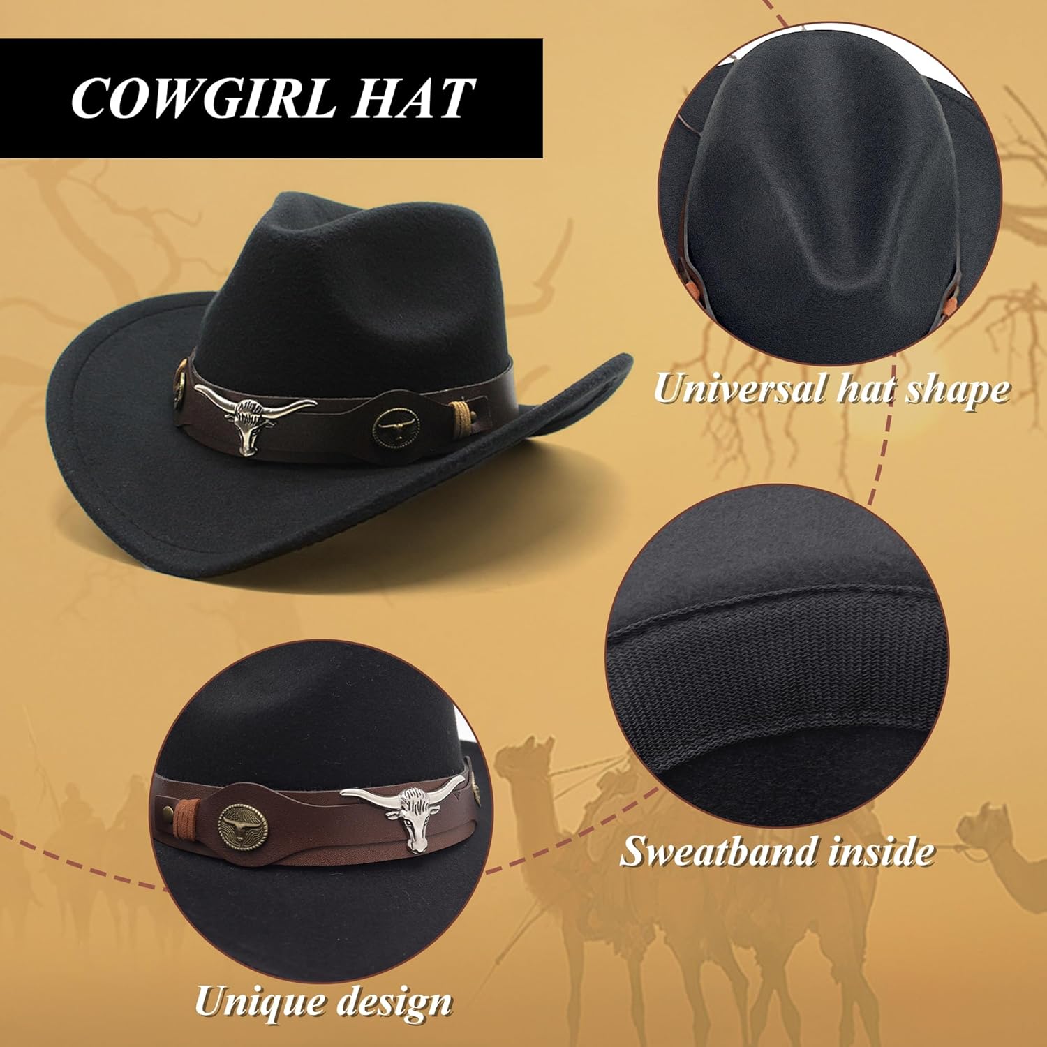 Western Cowgirl Costume for Women Cowboy Tassel Vest for Women Outfit with Hat Bandana Necklace - Image 3