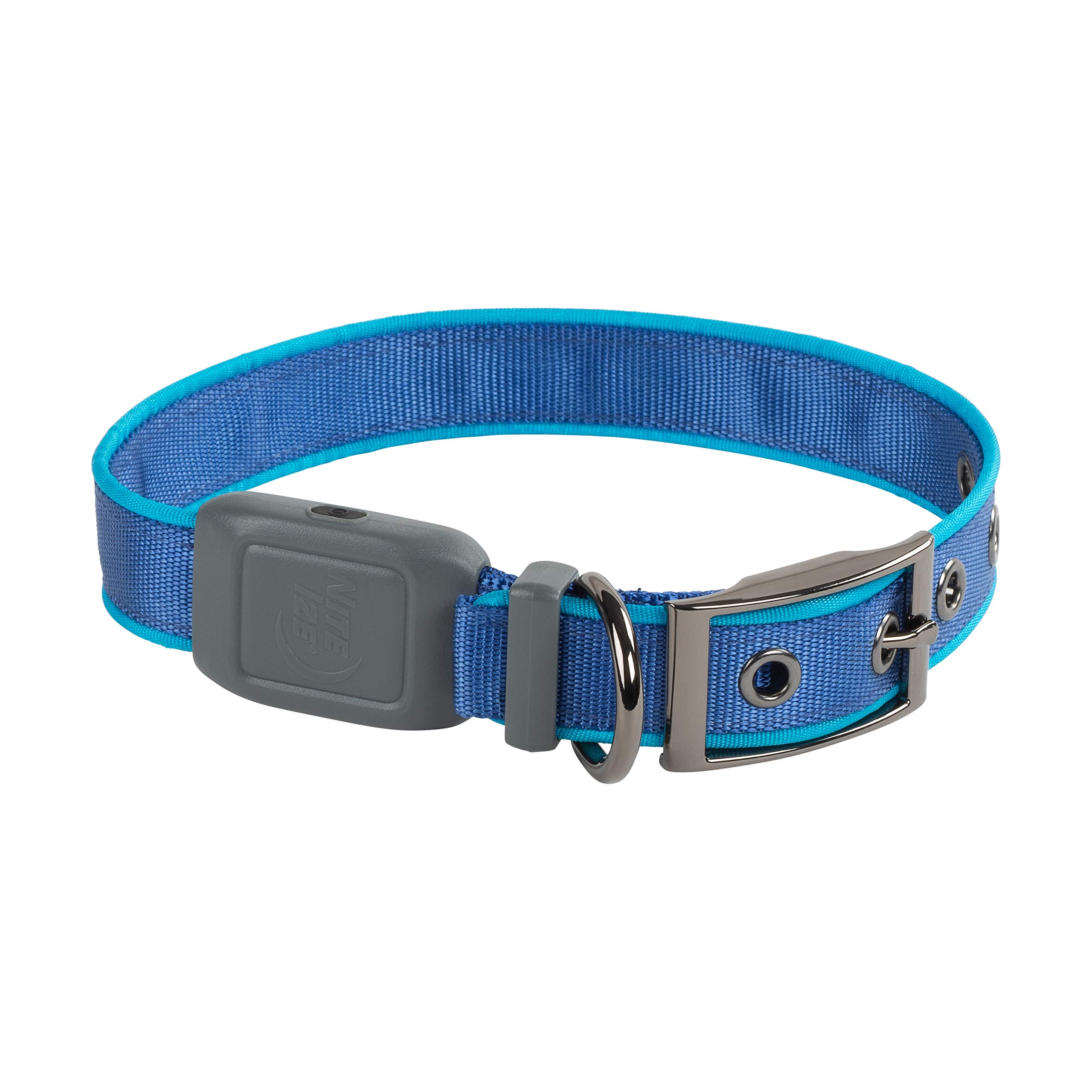 Nite Ize NiteDog, collare per cani ricaricabile a LED, ricaricabile tramite USB, con fibbia in metallo, impermeabile, blu