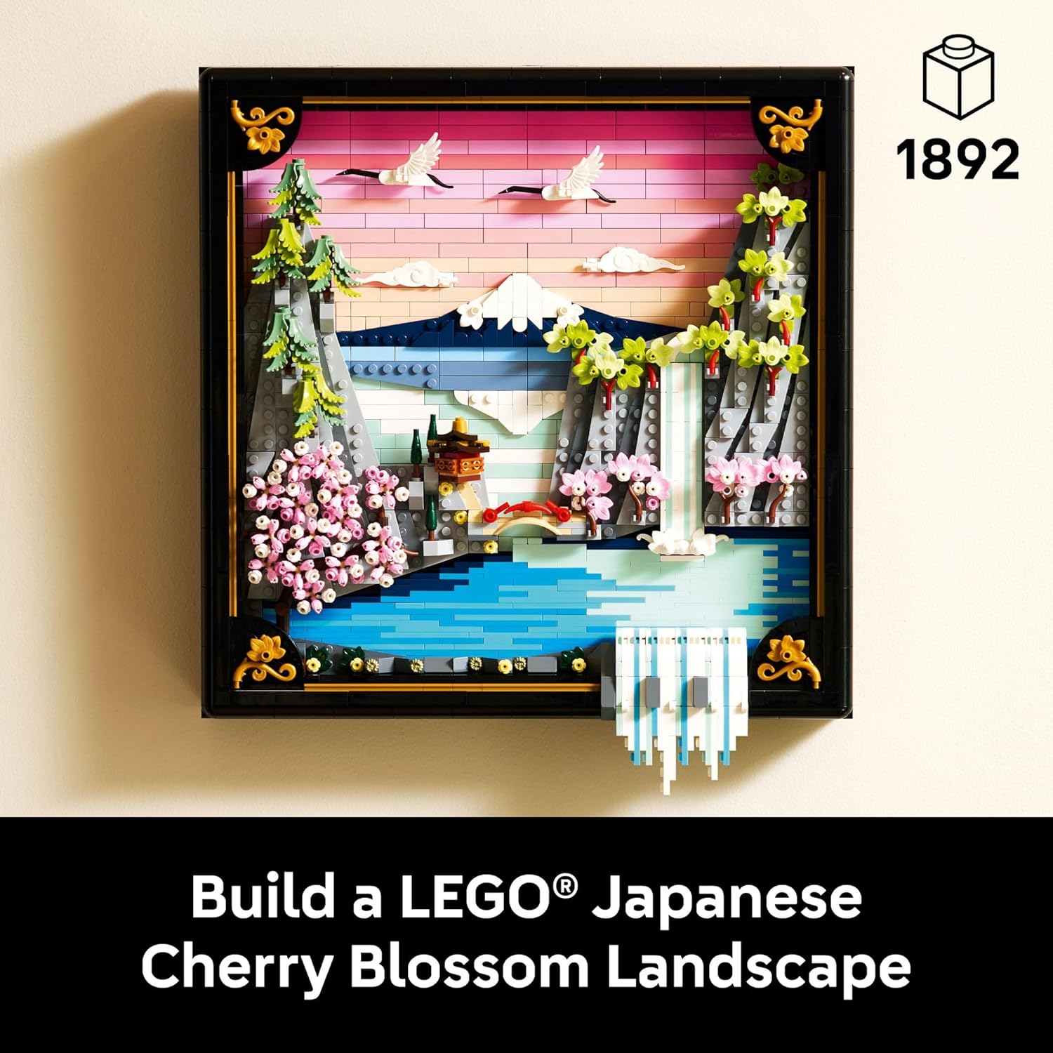 LEGO Art Japanese Cherry Blossom Landscape Building Set for Adults - Room Decoration & Gift for Women & Men, Ages 18+ - Framed Wall Decor, Stand or Hang to Display - 31218