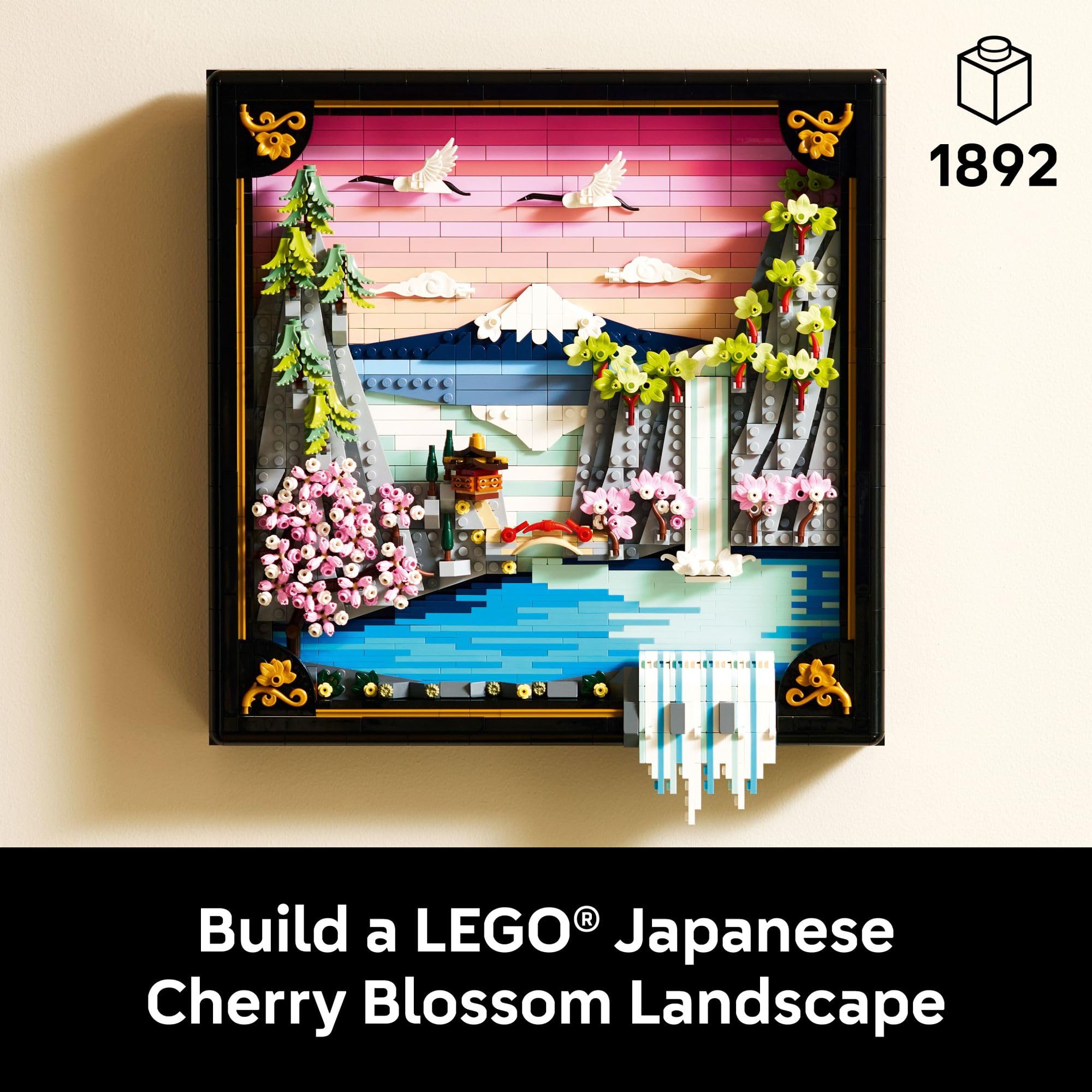 LEGO Art Japanese Cherry Blossom Landscape Building Set for Adults - Room Decoration & Gift for Women & Men, Ages 18+ - Framed Wall Decor, Stand or Hang to Display - 31218