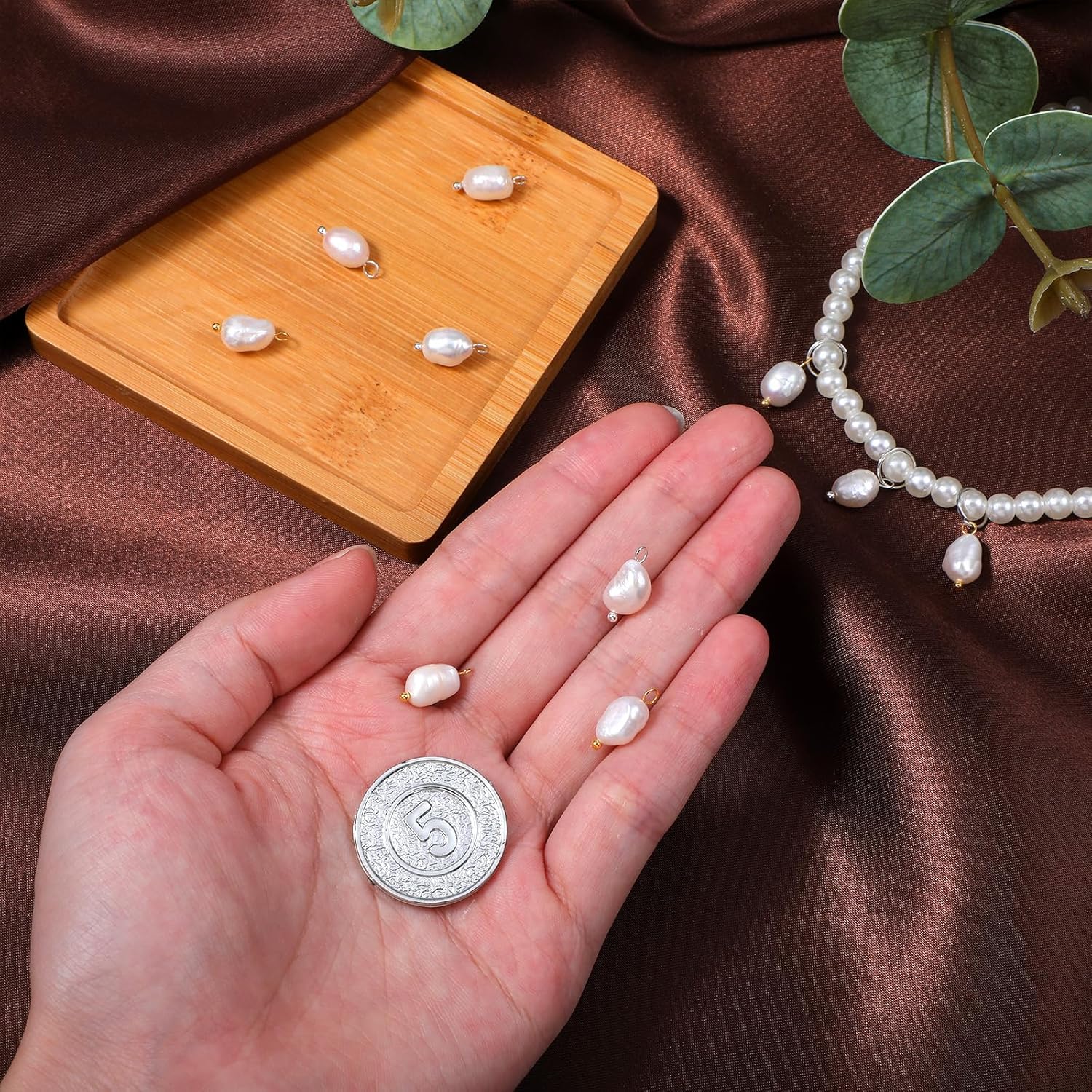 10 Pieces Pearl Pendant Charms Smaller Pearl Charm with Metal Loops White Pearls Pendant Dangle Charms for DIY Jewelry Crafts Making Earrings Bracelets Necklaces - Image 4