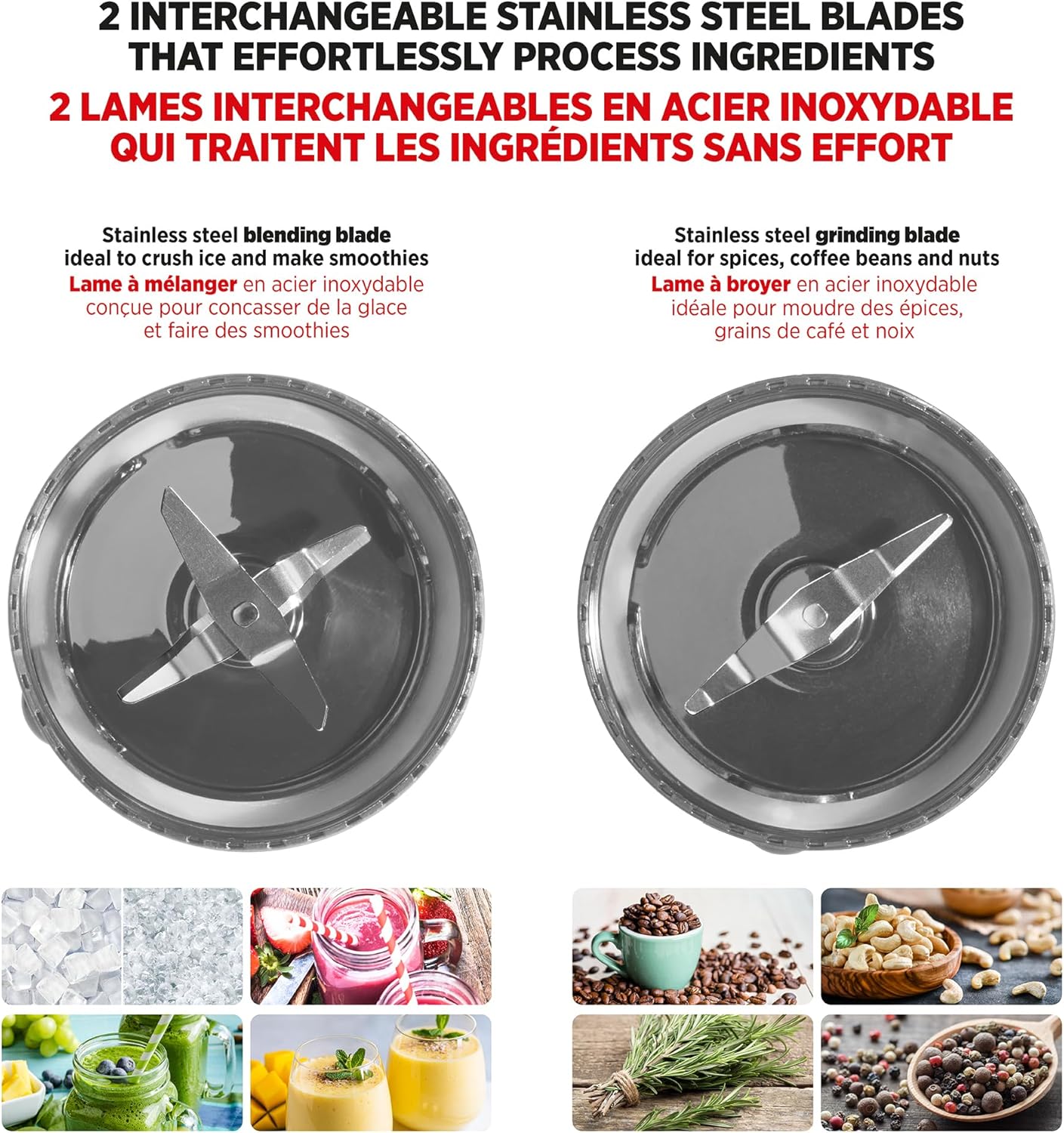 Starfrit Personal Blender - Two 828ml Cups - Two Blades - High, Low & Pulse Modes - 300W – Grey