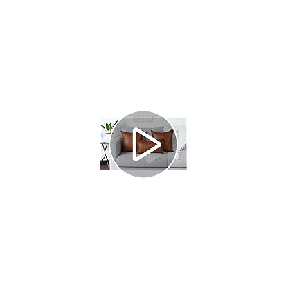 Mandioo 2er Set aus Kunstleder Kissenbezug Dekorativen Quadratisch Überwurf Kissenbezüge Kissen für Sofa Schlafzimmer 18"x18", 45 x 45 cm,Braun – Bild 8