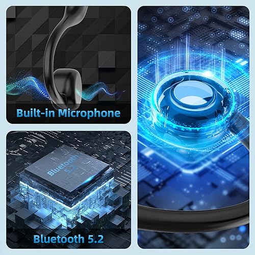 Miniatura 2 de CHENSIVE Auriculares de conducción ósea con oído abierto, inalámbricos Bluethooth 5.2, auriculares deportivos impermeables con micrófono integrado