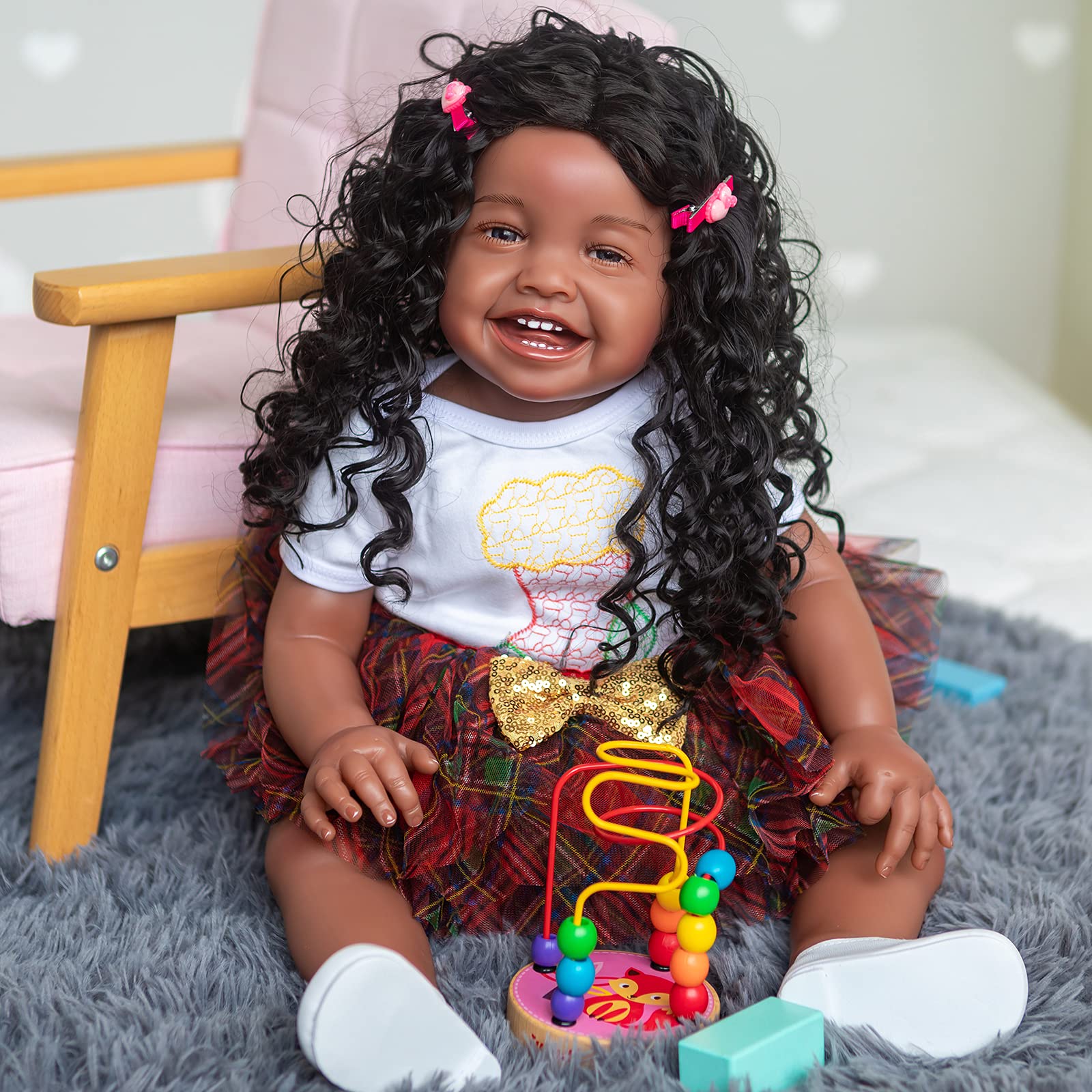 Amazon.co.jp: 68CMリアルなリボーンドールアフリカ系アメリカ人の