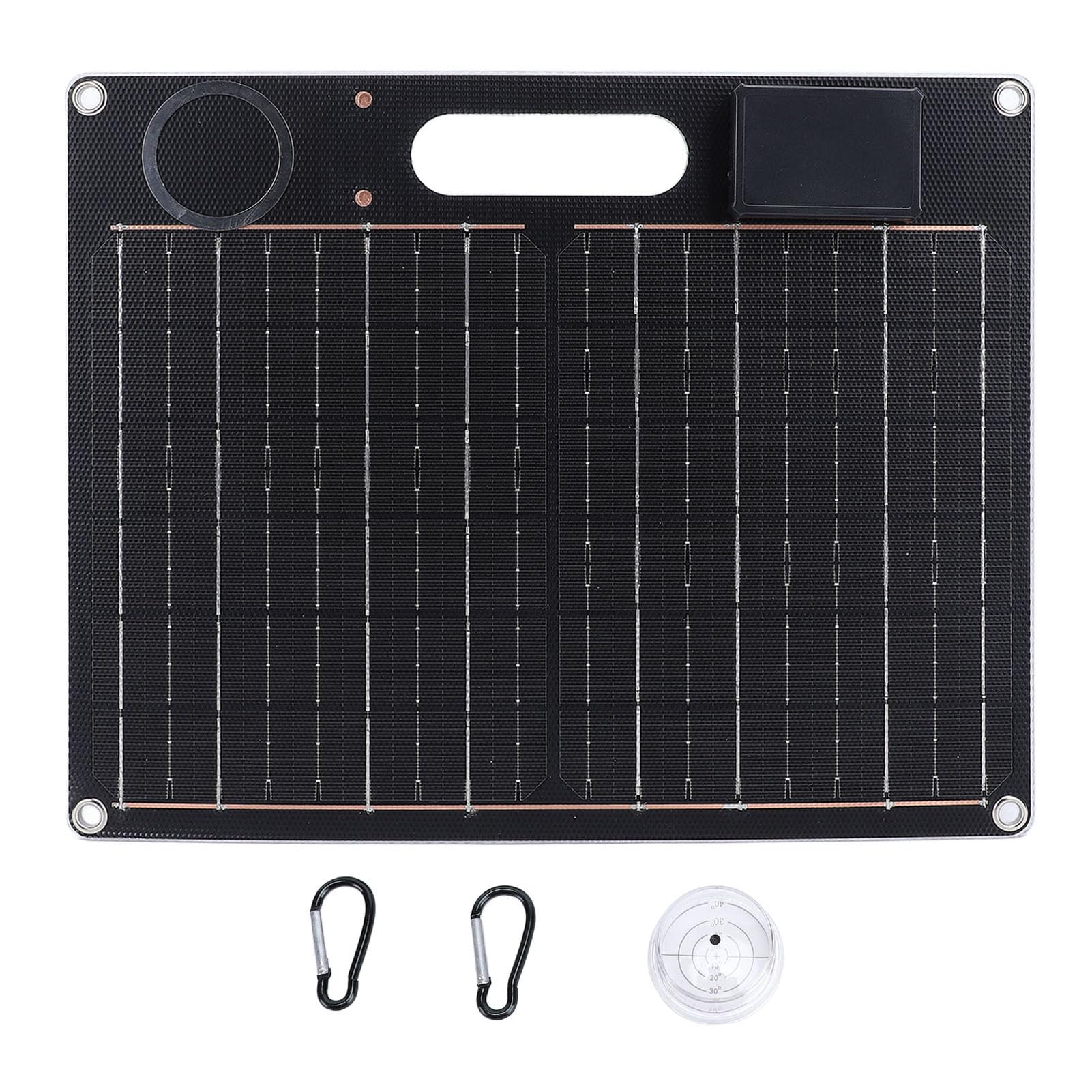 Caricatore da Pannello Solare da 30 W 5 V PD Ricarica Rapida Doppia Uscita USB Pannello Solare Monocristallino con Cerchio di Ferro Magnetico per Telefono