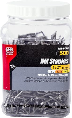 Miniatura 3 de Gardner Bender MS-500J - Grapa de cable de metal, paquete de contratistas,  pulgada, asegura cable Romex y cable no metálico (NM), paquete de 500