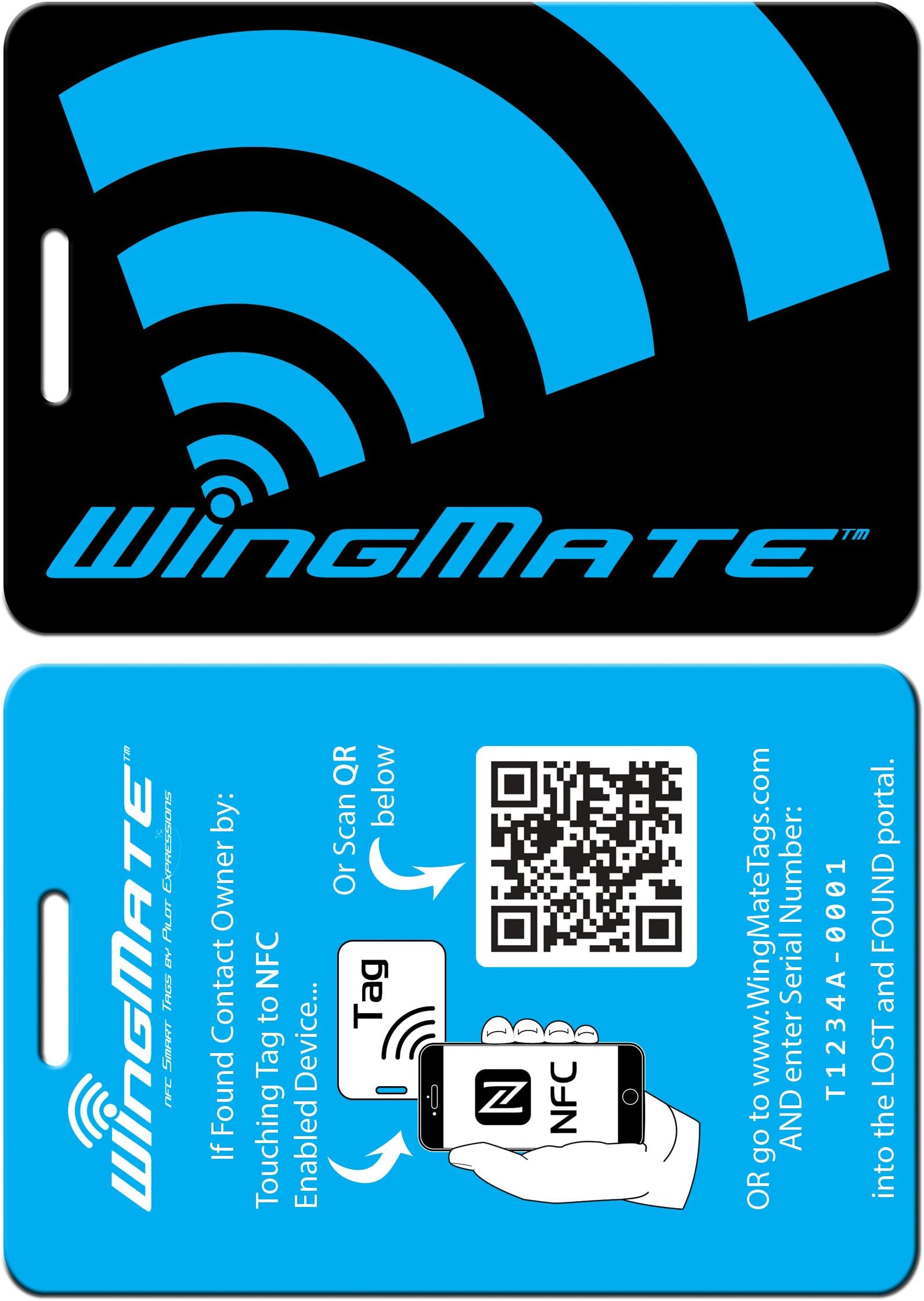 WingMate Traveler™ Passive Tracking Smart Luggage Tag with web app! (Blue)