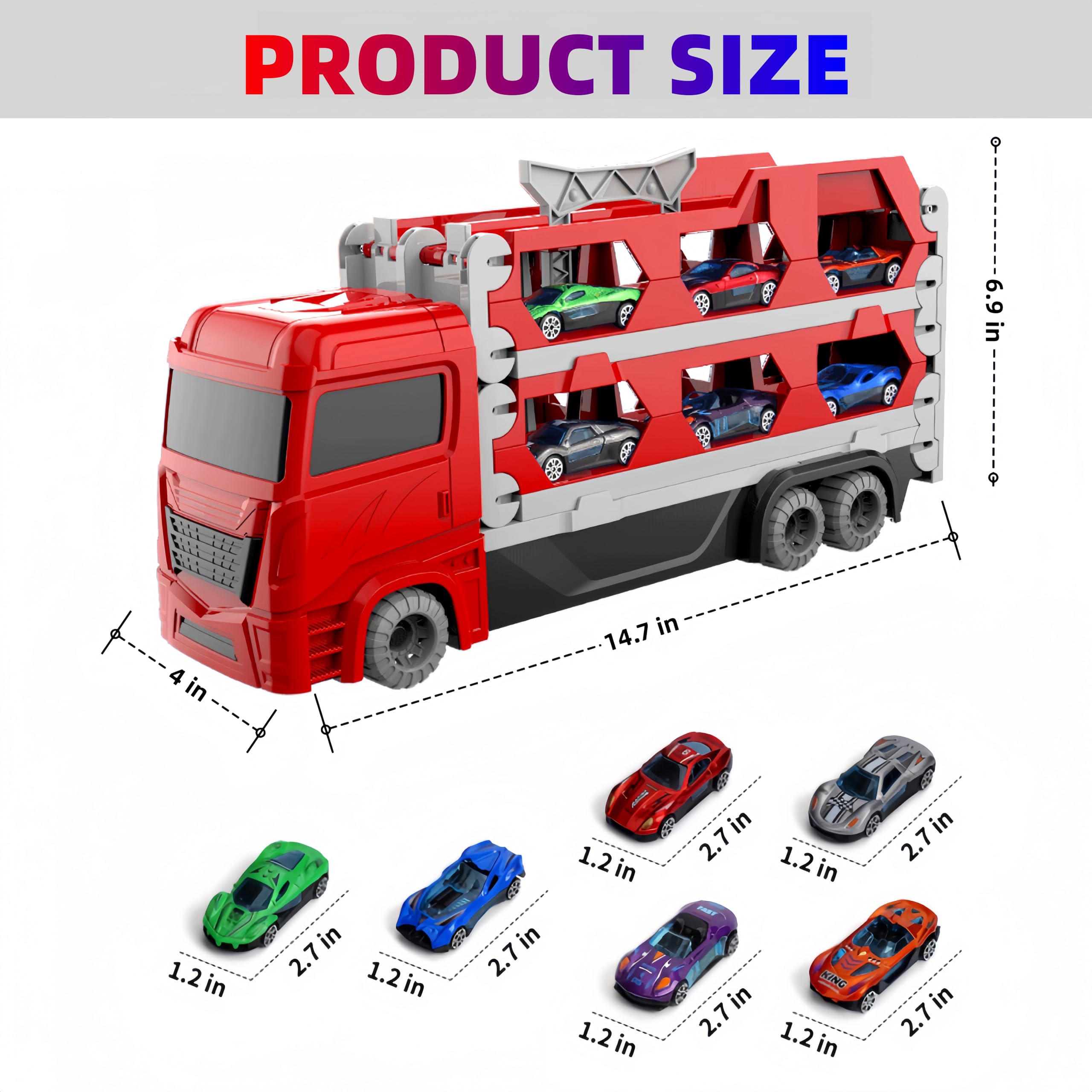 Bearbao Toddler Boy Toys for 2 3 4 5 6 Years Old Boys, 65 Inches Race Track for Boys Kids Die-Cast Transport Truck Car Toys - Image 4