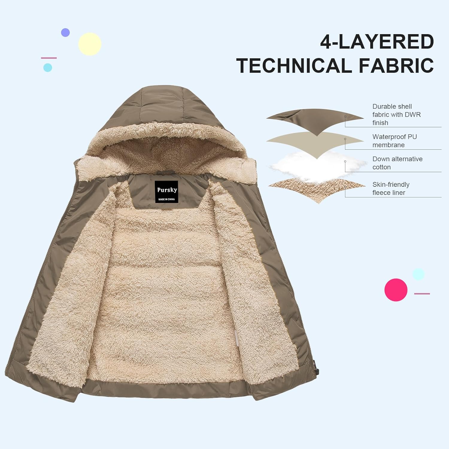 Pursky Girl's and Boy's Hooded Warm Puffer Vest Outerwear Soft Flannel Lined Insulation Waistcoat - Image 3