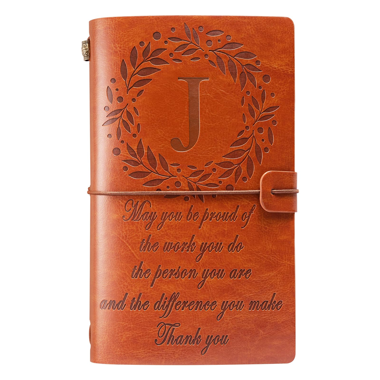 Thank You Gifts Monogrammed Initial Leather Journal Make a Difference Notebook Inspirational Gifts Appreciation Gifts Employee Boss Pastor Volunteer Nurse Doctors Teacher Coworkers for Women