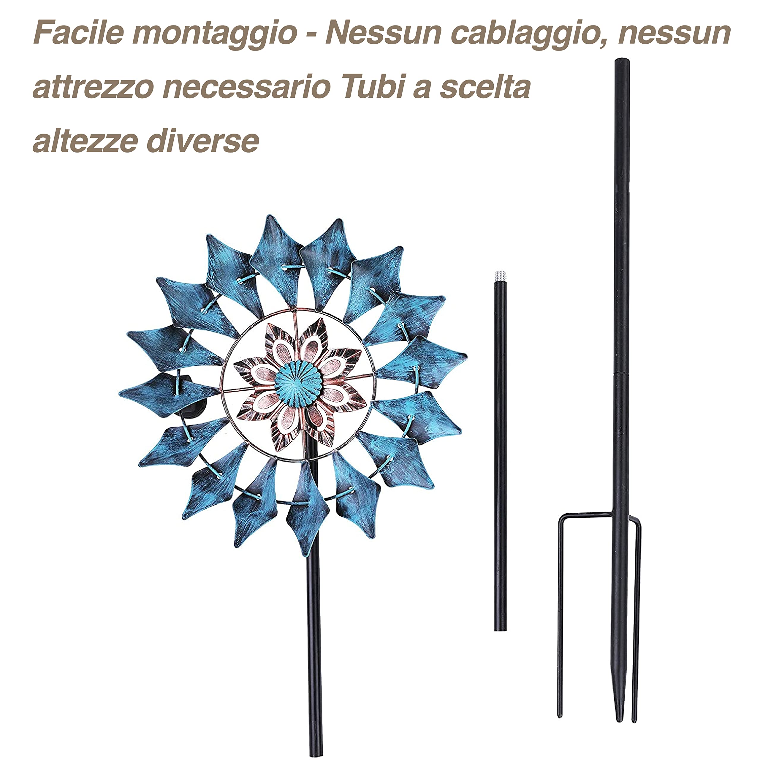 Girandola esterna in metallo a foglio singolo, leggermente rotante, ideale per terrazza e giardino. Decorazione da giardino e casa resistente alle intemperie, smeraldo stabile 155 cm