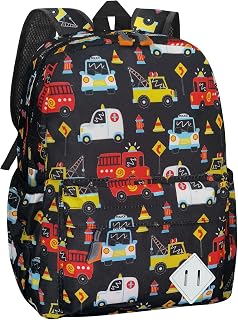 Little Kids Backpack, 15 Inch Preschool Kindergarten Backpack Cute Car Patterns School Bag for Aged 3-8 Boys Girls