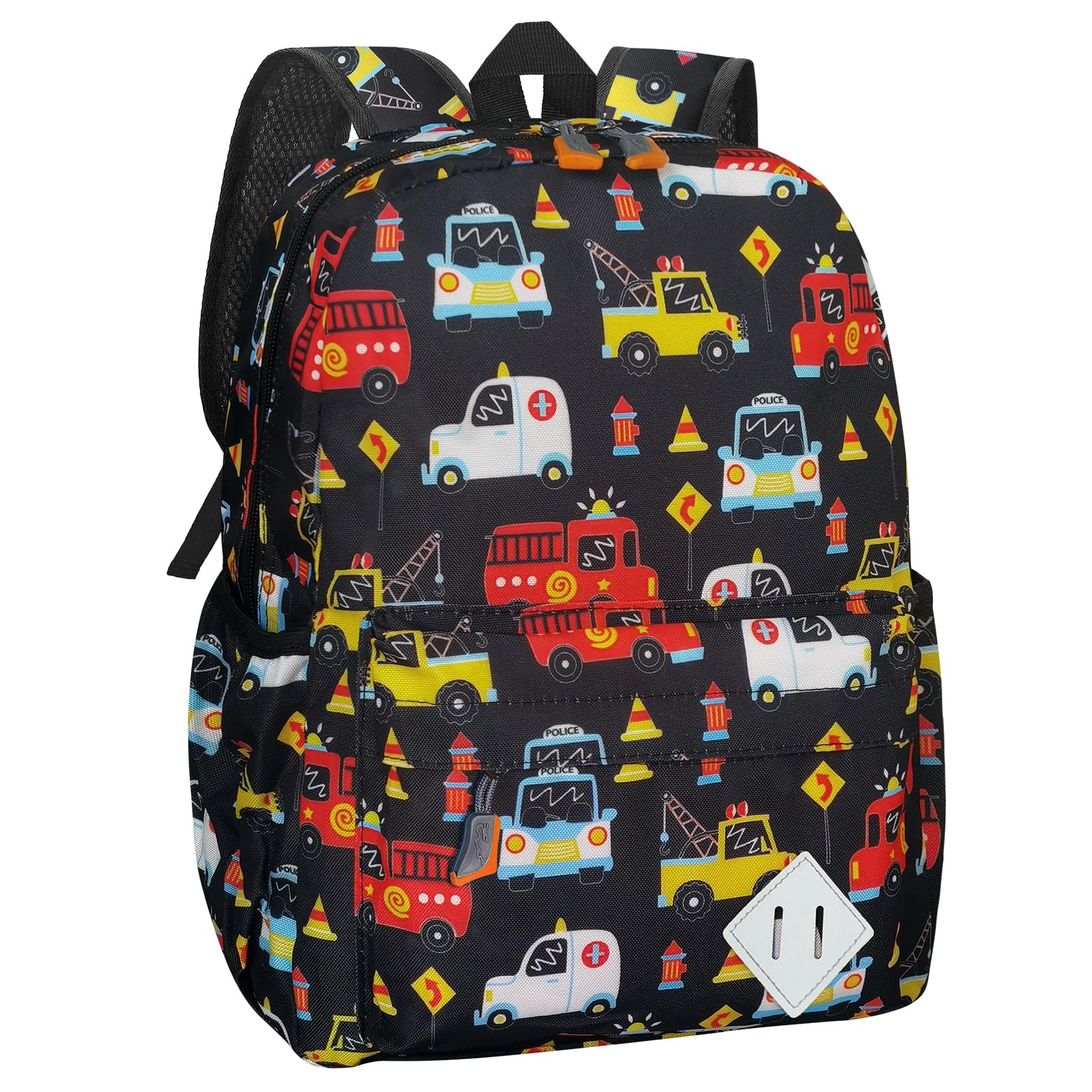 RSUARSUA Little Kids Backpack for Girls Boys - 15 Inch Preschool Kindergarten Backpack Cute Car Patterns School Bag for Aged 3-8, Black