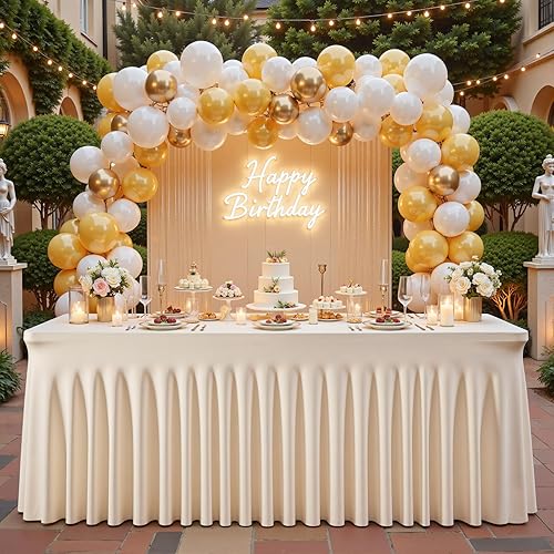 Vista 54 de Paquete de 6 manteles negros para mesas rectangulares de 6 pies, fundas de mesa de elastano elásticas resistentes a las arrugas con falda