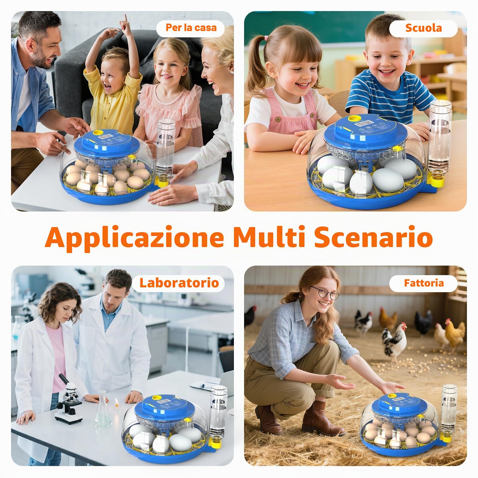 Incubatrice Automatica per Uova, 18 Uova, Aggiunta automatica d'acqua | Incubatrice Automatica, Girauova Automatico, Controllo Temperatura e Umidità, con ovoscopio, per Polli, Anatre e Quaglie