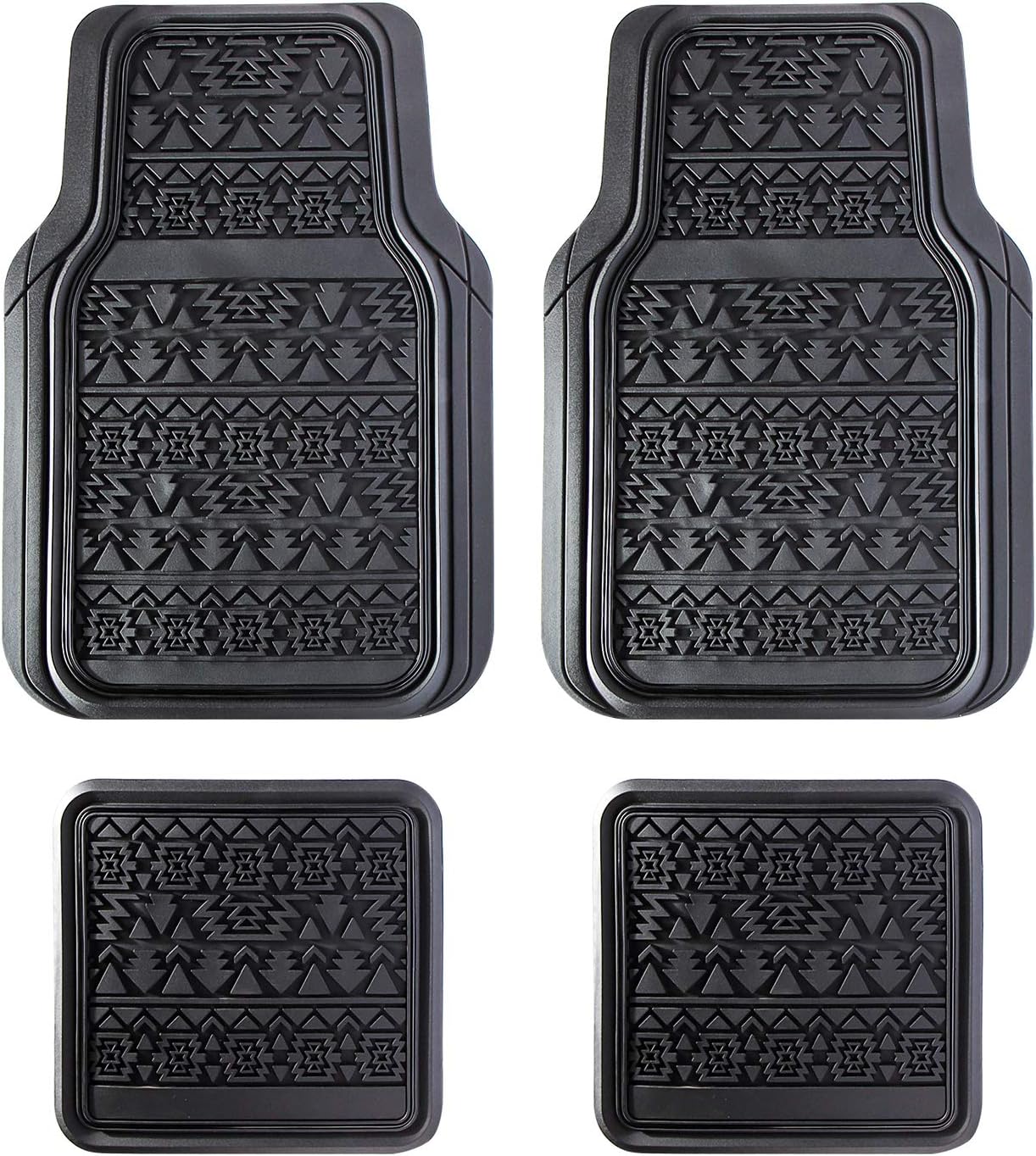FM-337E 4pc Aztec Black Rubber Floor Mat