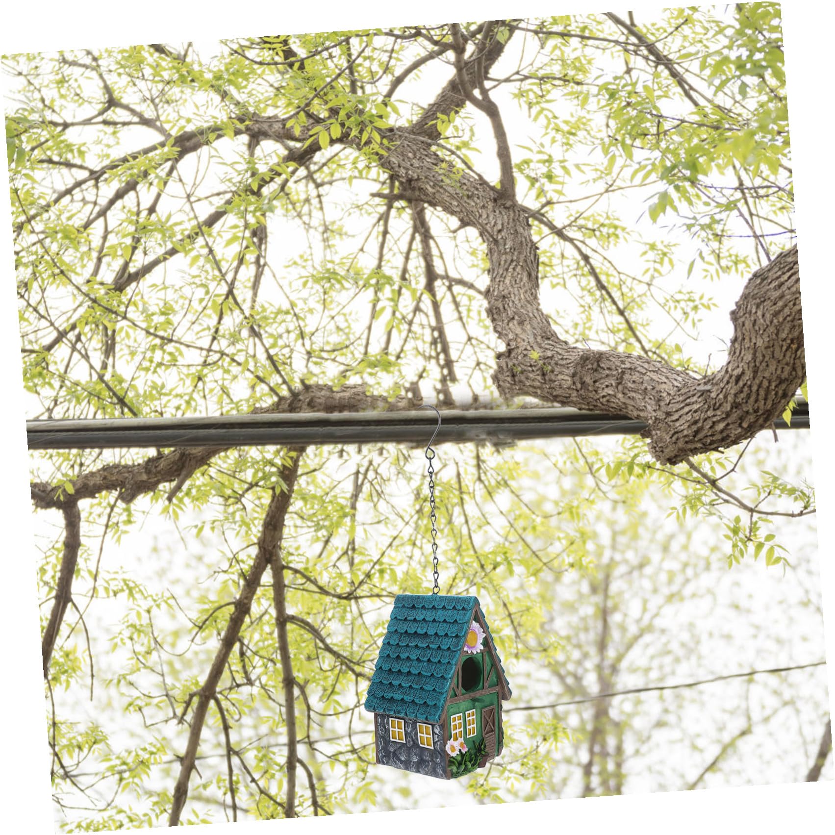 SHINEOFI Nido de Loro Decorativo para Jardín Exterior, Nido de Pájaro de Resina Resistente al Invierno, Refugio para Aves Pequeñas, Manualidades Creativas para Decoración de Patio