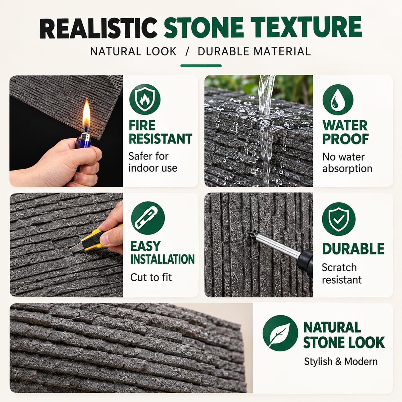 Paneles Decorativos para Pared de 59x119cm, Impermeables Wall Panel