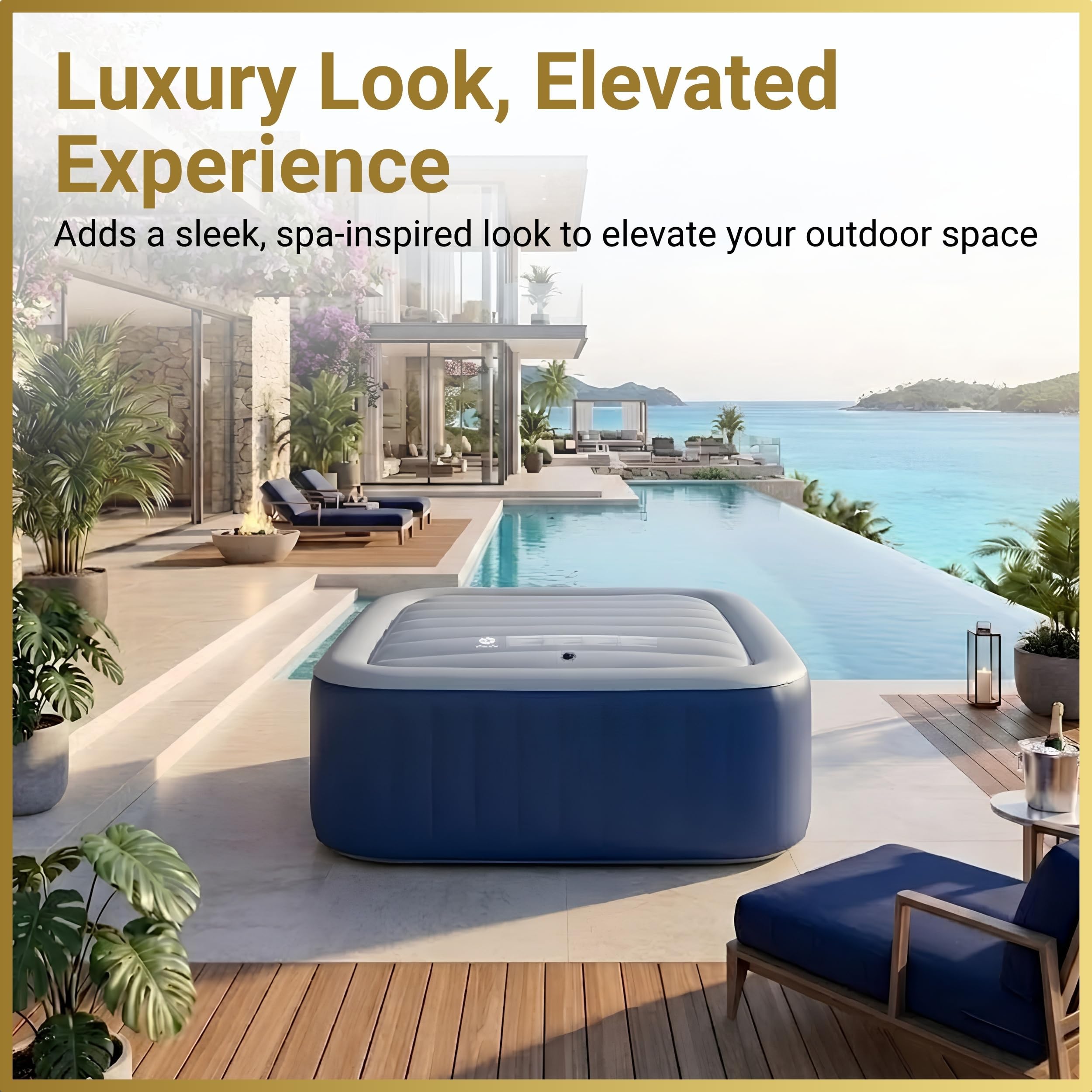 Housse de Protection pour Spa à économie d'énergie, Couvercle Gonflable, Technologie d'isolation Thermique, Protection Contre Les débordements, Poche carrée Compatible avec Tous Les jacuzzis carrés