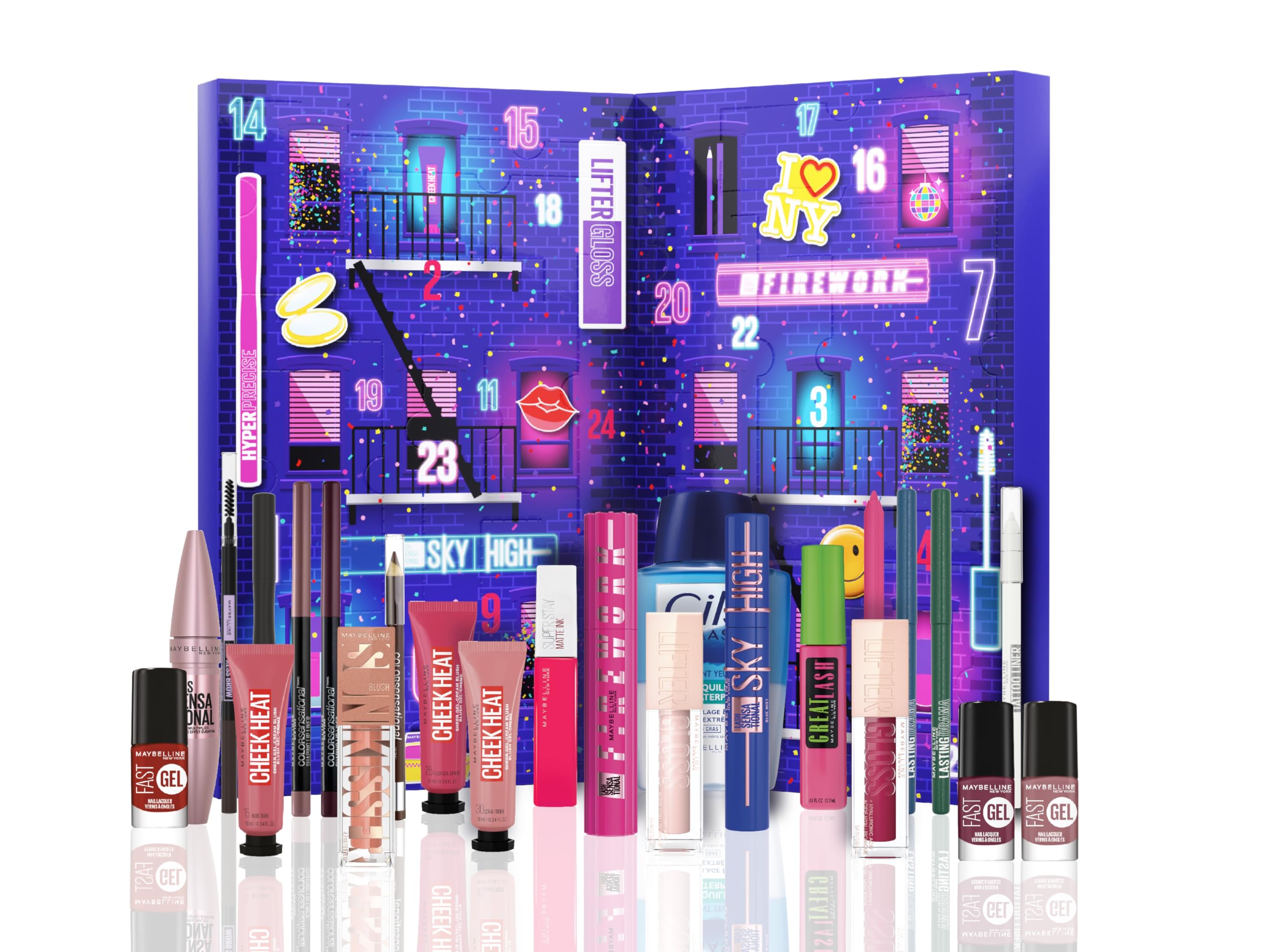 Maybelline New York – Calendrier de l'Avent 2024 – Coffret 24 Produits