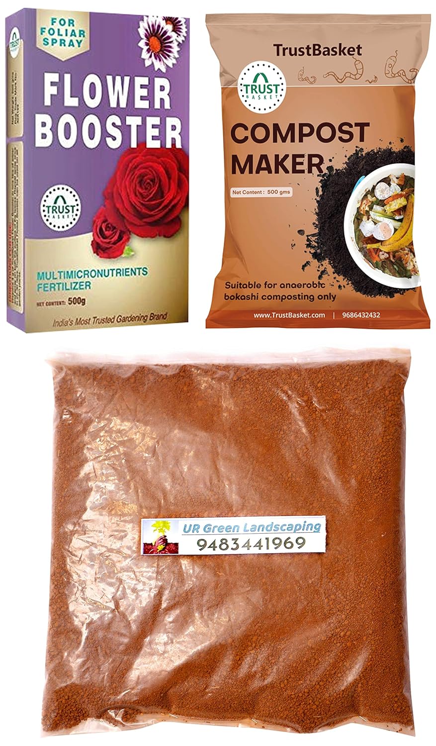 TrustBasket Garden Red Soil 5 Kg&Trust Basket Flower Booster, 500 Gm