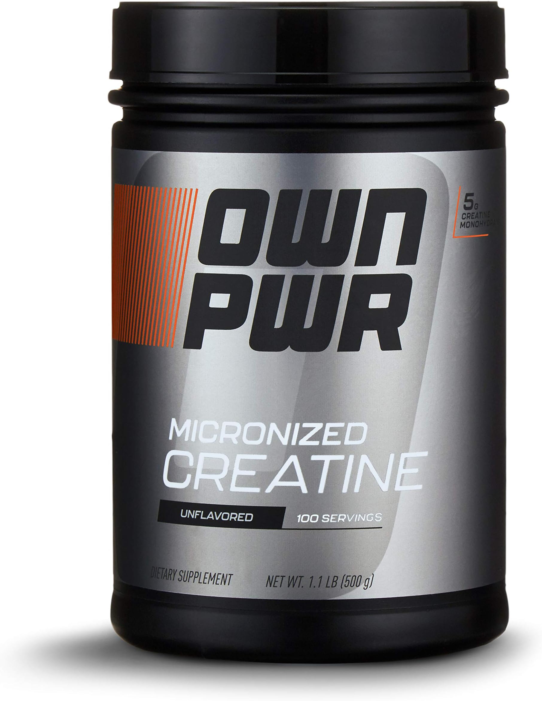 Amazon Brand - OWN PWR Micronized Creatine Monohydrate Powder, 5G per Serving, Unflavored, 1.1 Pound (100 servings)