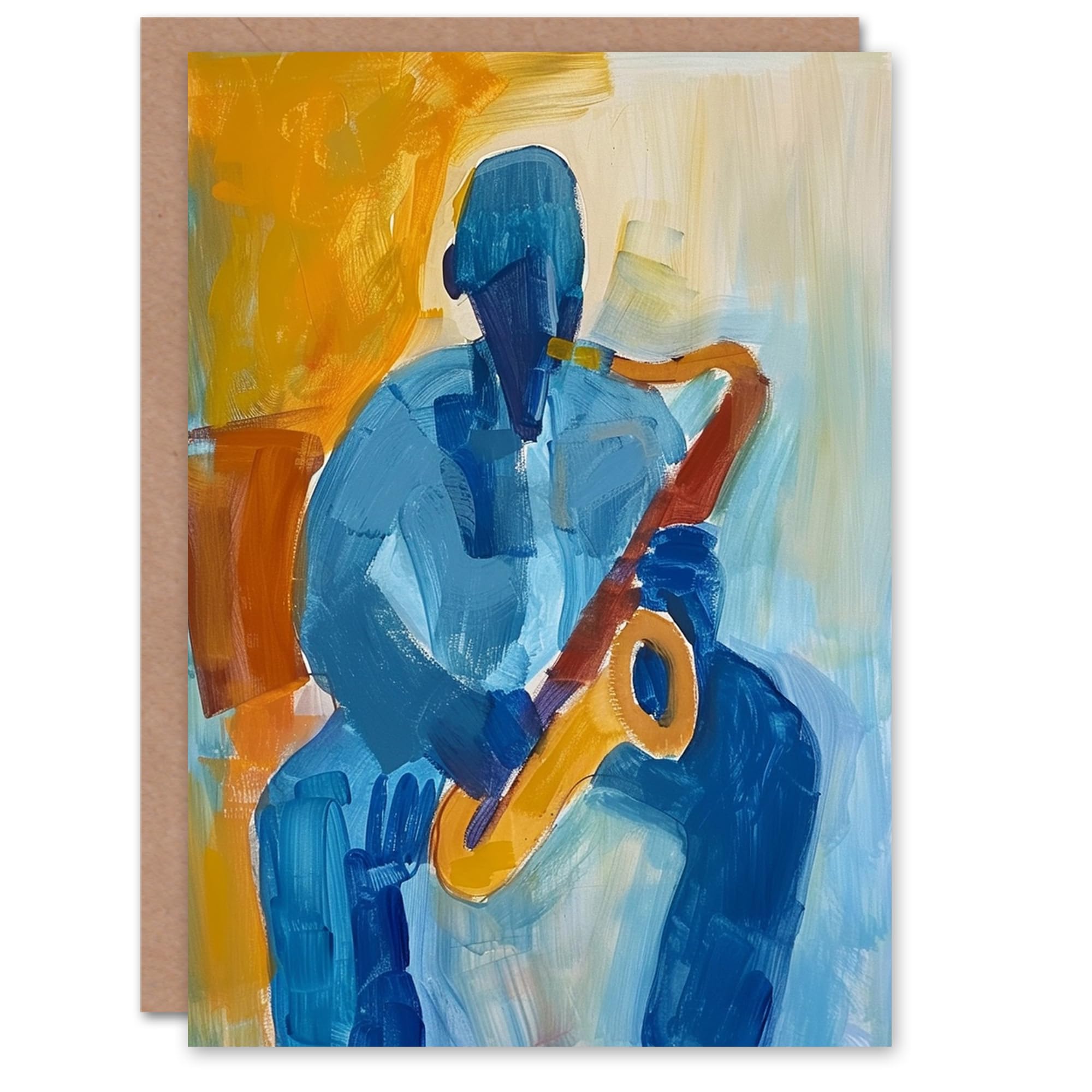 Artery8 Jazz Music Saxophone Player Abstract Painting Blank For Him Or Her Art Birthday Card