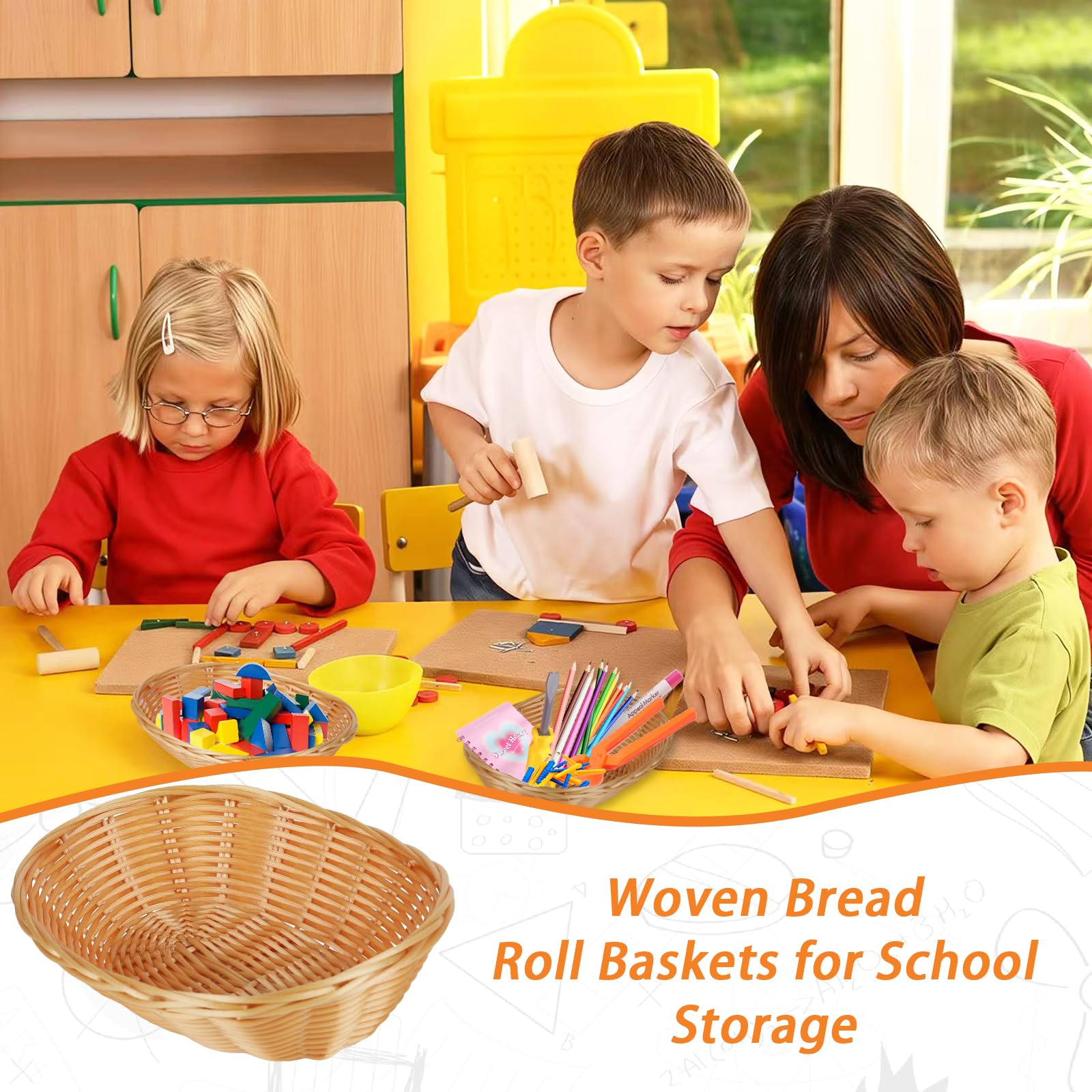 Confezione da 24 cestini ovali in plastica, piccoli cestini per frutta e pane per la conservazione degli alimenti, contenitori vuoti per regali di Pasqua, cestini da portata per casa, cucina