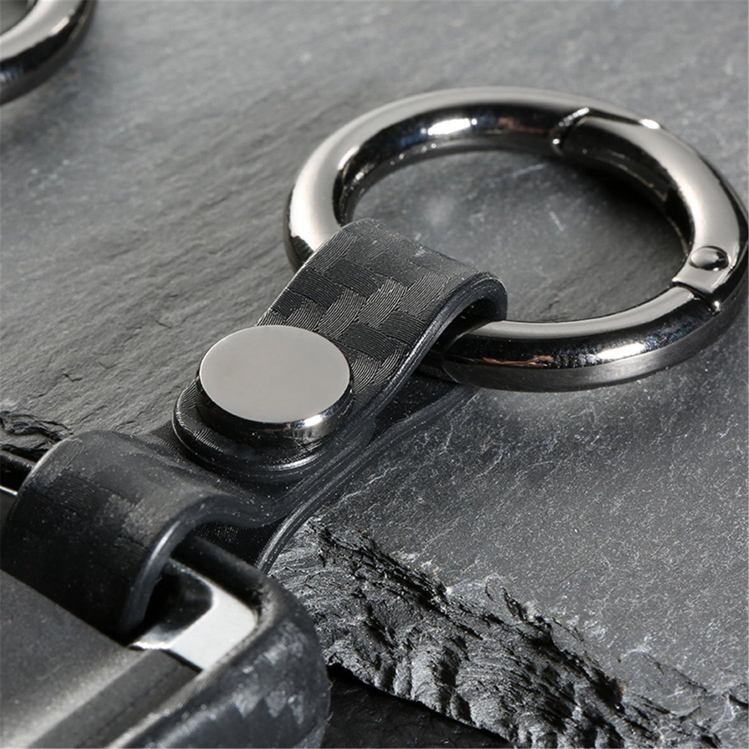 Soft Silicone Rubber Carbon Fiber Texture Car Key Fob Case Cover For Mercedes-Benz A Class B C E S G M V Class CLA CLS GLA GLC GLE GLK GL GLS SL SLK SLC Viano For Metris -Black-Round Keychain - Image 7