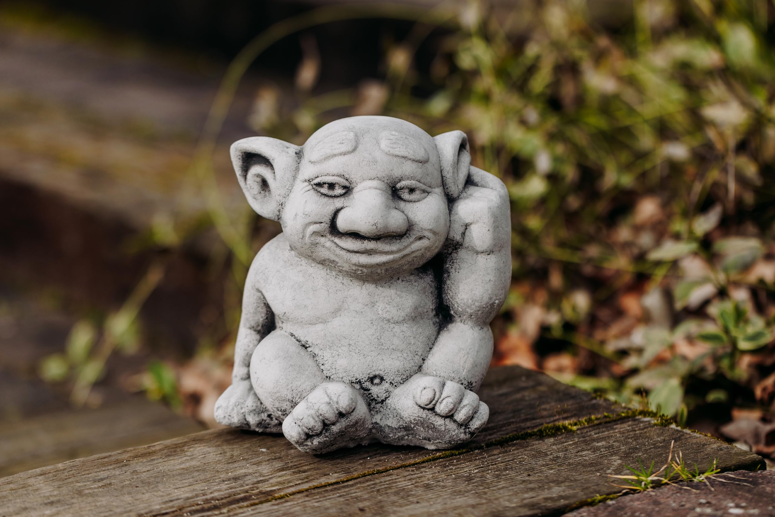 gartendekoparadies.de Troll Fou Amusant en Pierre reconstituée, résistant au Gel