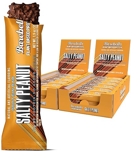 Barebells Barras de proteínas veganas de maní salado, 12 unidades, paquete de 2 barras de proteínas a base de plantas con 0.5 onzas de alto