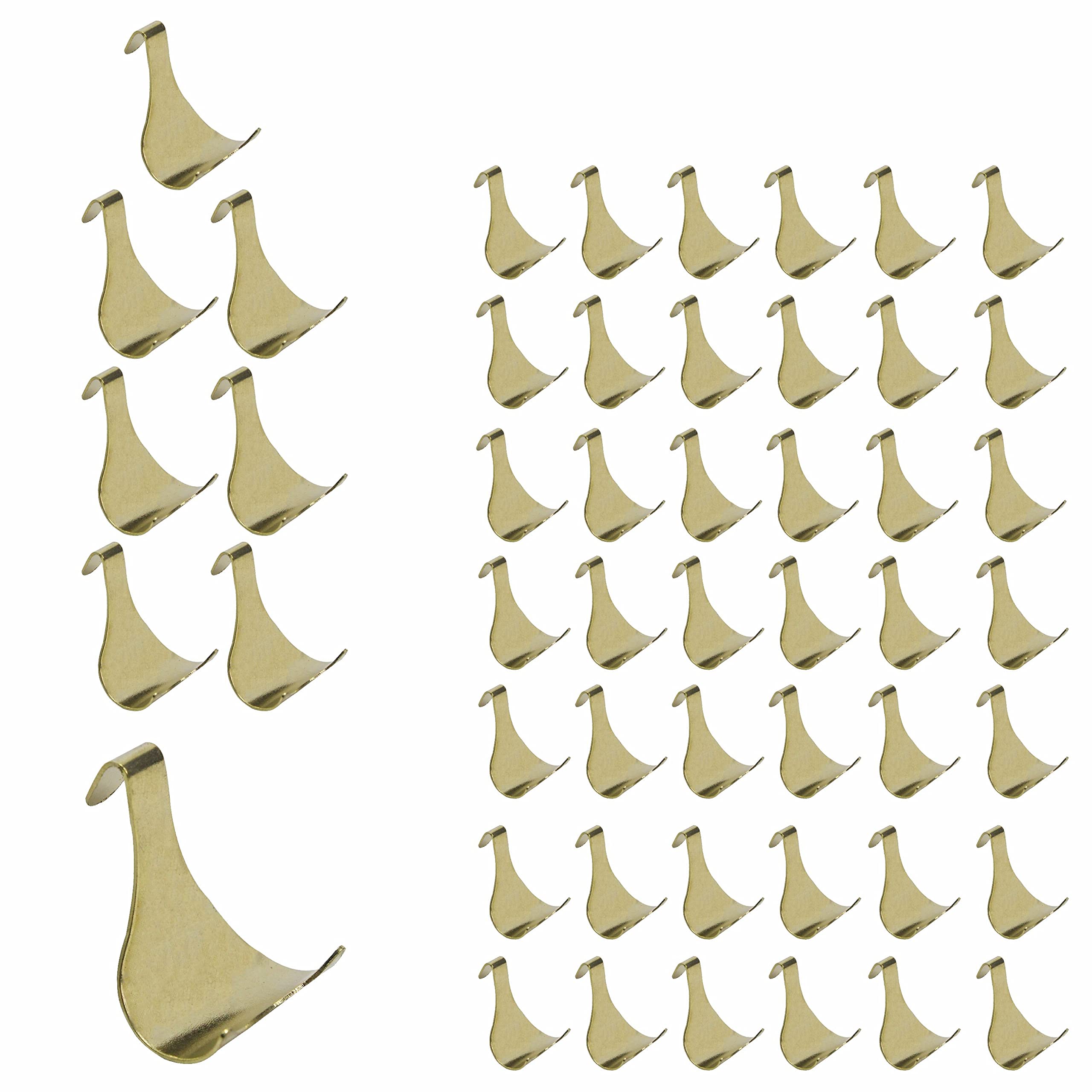 Sul Brass Plated Moulding Hook Picture Rail Hooks Hangers, Picture Moulding Rail Frame Hook Hangers For Art Exhibition Gallery Picture Billboards Hanging Clothes Keys Holder – (50 Pk)