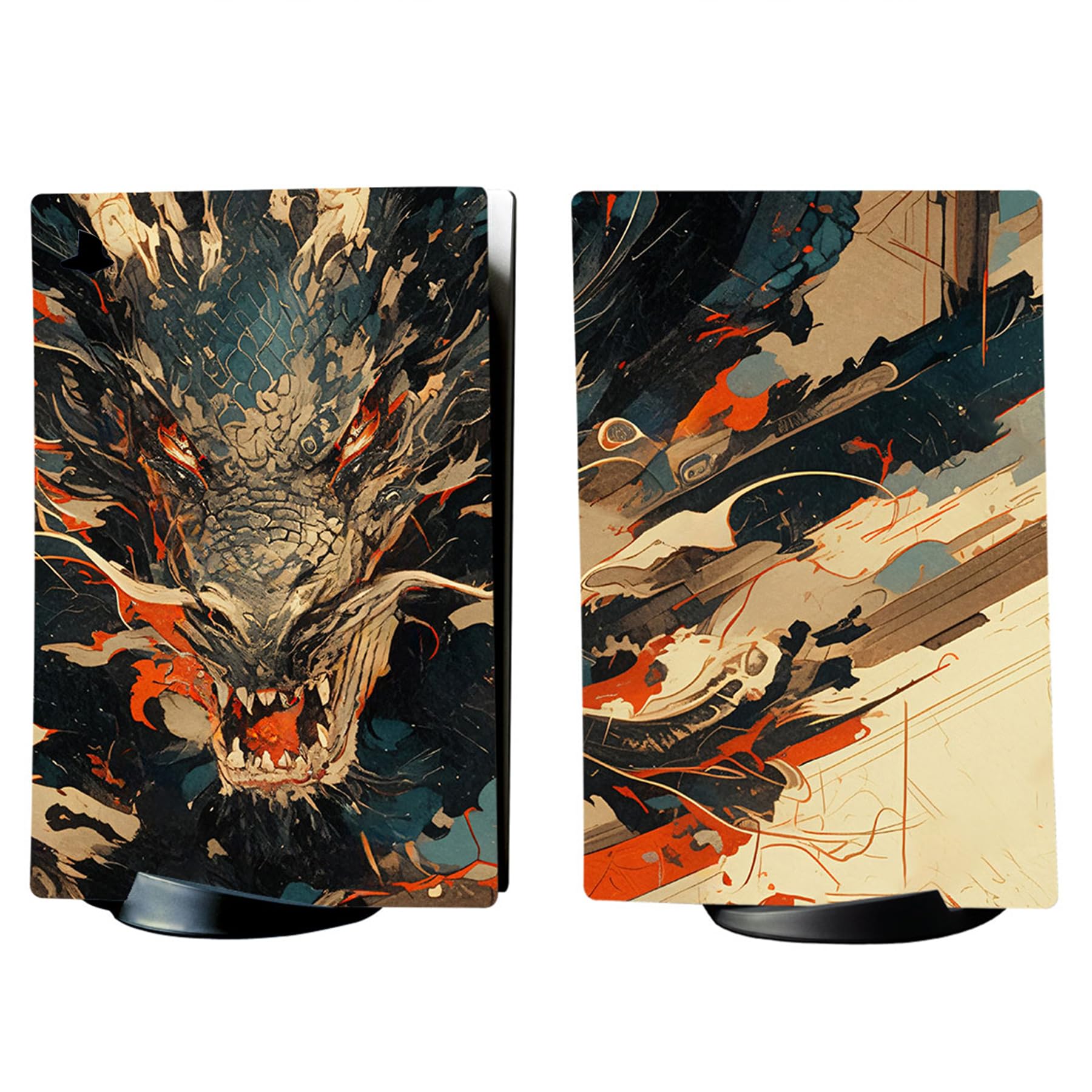 PlayVital Autocollant Protection pour ps5 Manette Accessoire Sticker Skin pour ps5 Habillages Digital Console & Controller & Télécommande & Casque & Station de Charge-Dragon Fureur