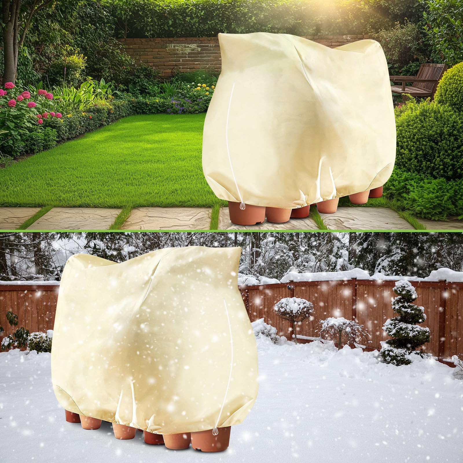 FAELNK Voile Hivernage Plante Exterieur 240 x 200CM Voile d'Hivernage pour Plantes Housse Hivernage Plante avec Cordon de Serrage Housses de Protection pour Plantes
