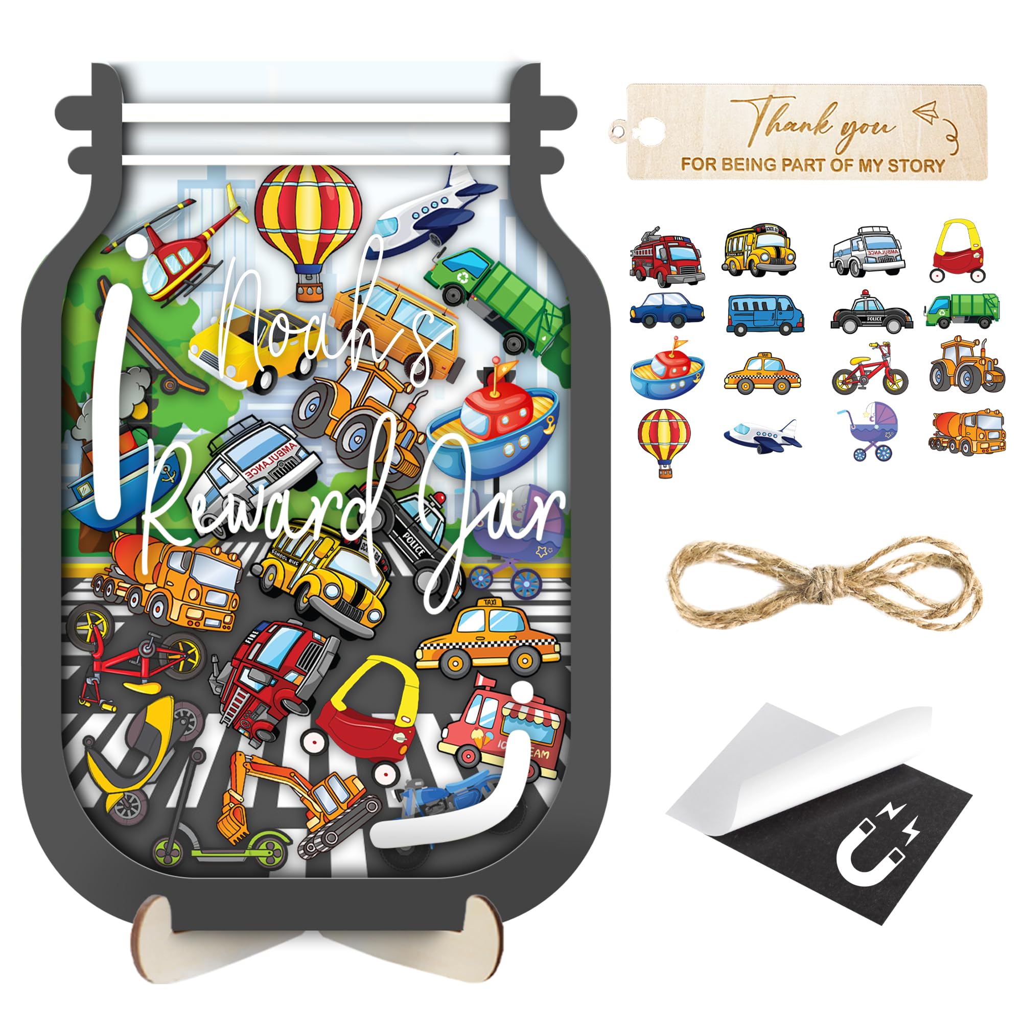 Vehicle Magnetic Reward Jar for Classroom Kids Student Token Potty Training Chore Chart Toddler Boys Girls Good Behavior Management Tools Teacher Back to School Gifts Decor