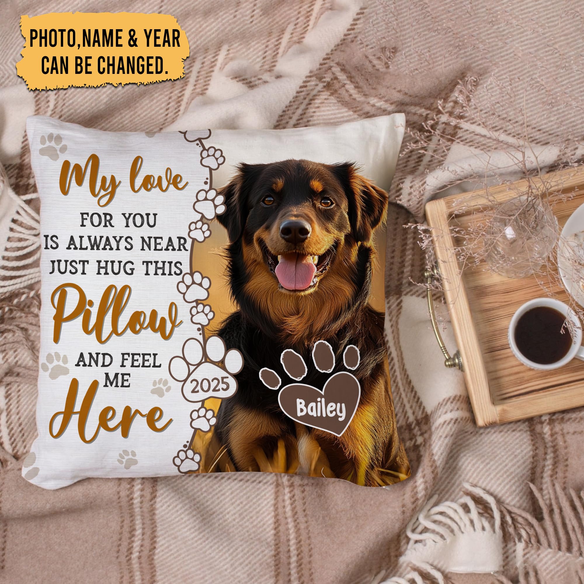 Hyturtle Personalized Pet Memorial Pillow (Insert Included) Double-Sided Printed Sympathy Gifts for Loss of Dog - Pet Loss Remembrance Gifts - Custom Photo Memorial Pillow with Picture Home Decor
