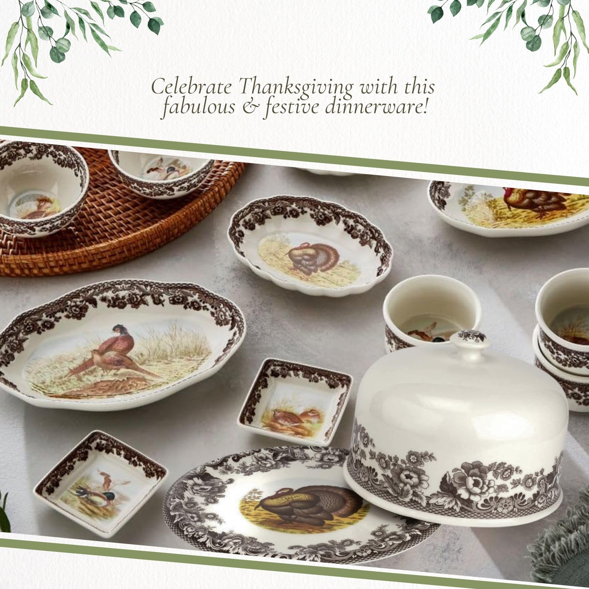 spode パーティー皿　大小２枚✖️6 Amazon.com | Spode Woodland 2-Piece Turkey Dome Serving Platter