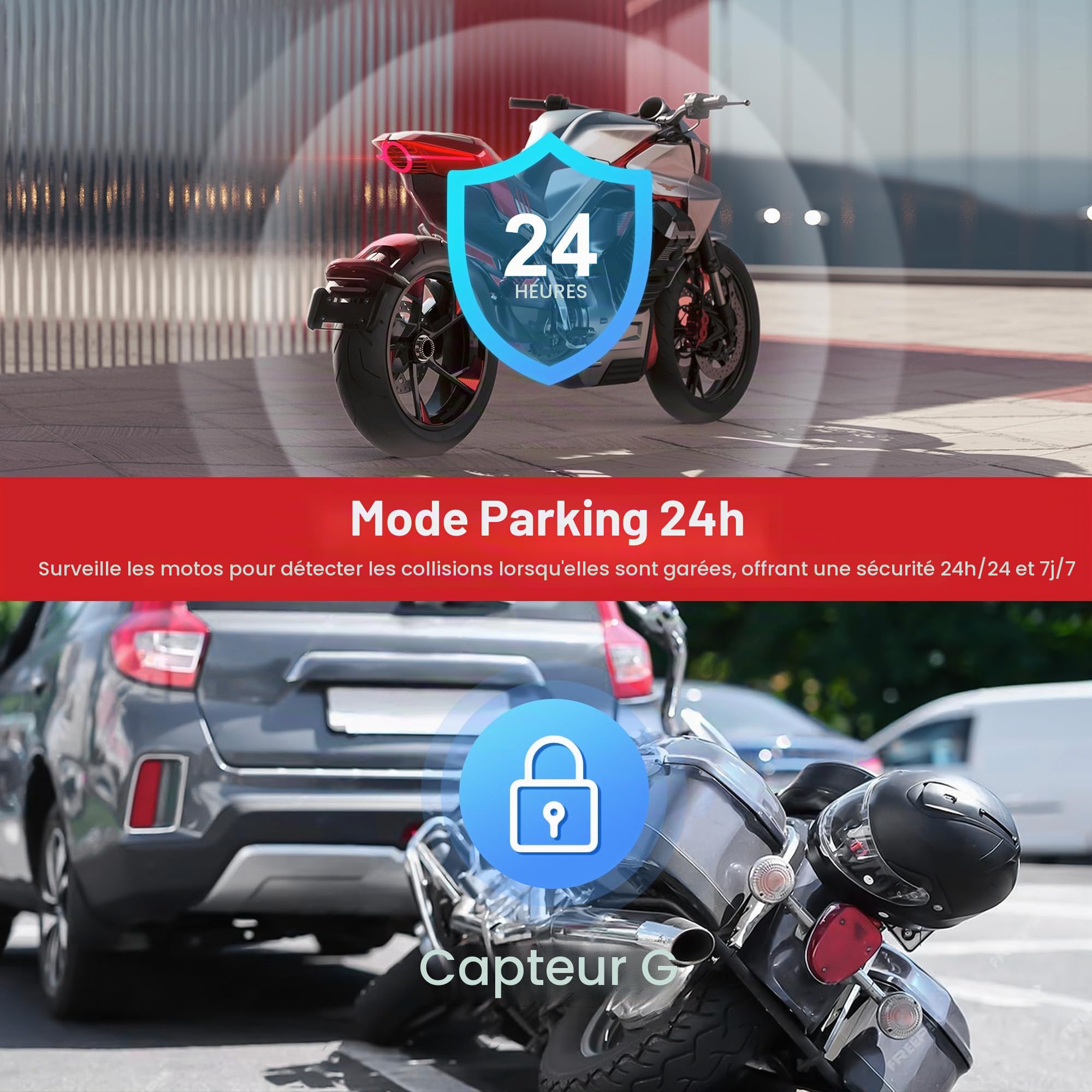 INNOVV K7 Caméra de Dash Moto Avant et Arrière avec EIS 2K+2K@30FPS ou 1080P+1080P@60 FPS, Caméra de Moto, GPS, WiFi, Mode Parking 24h, Détection de Collision, Caméra de Moto Étanche, Supporte jusqu'à