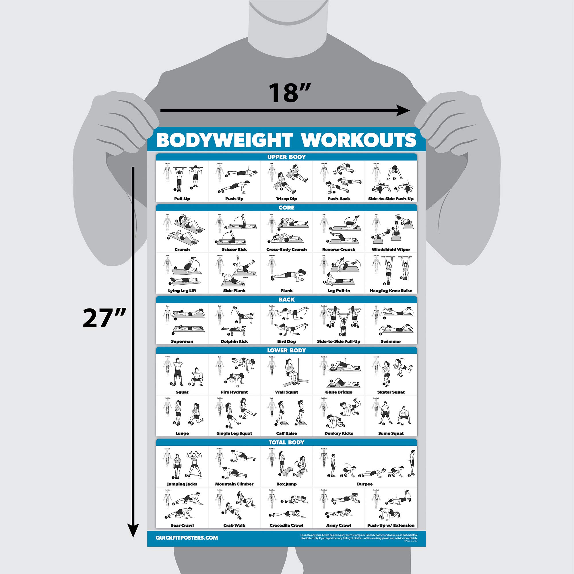 Quickfit Dumbbell Workouts And Bodyweight Exercise Poster Set