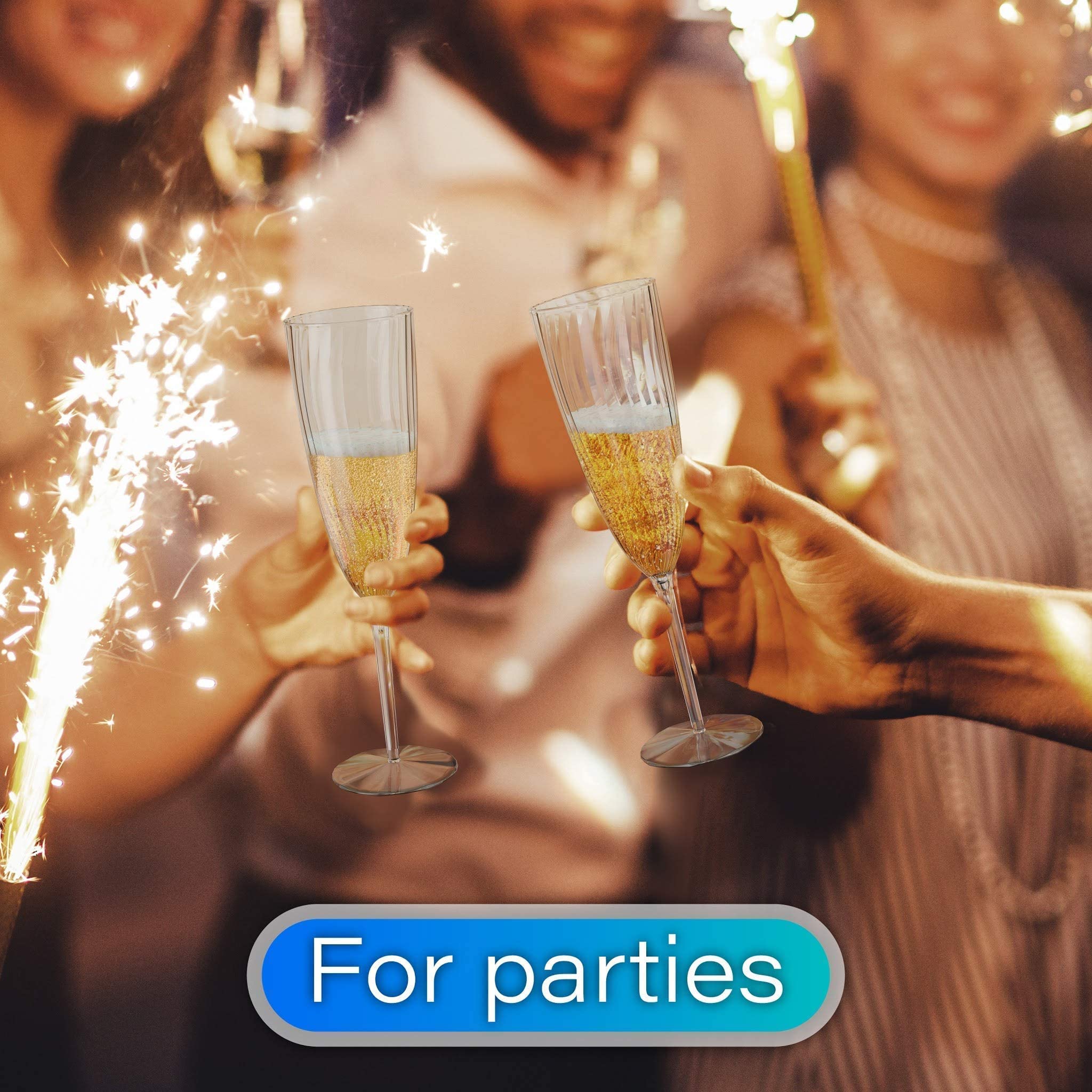 Plastic Champagne Flutes Disposable Plastic Wine Glasses Set of 12